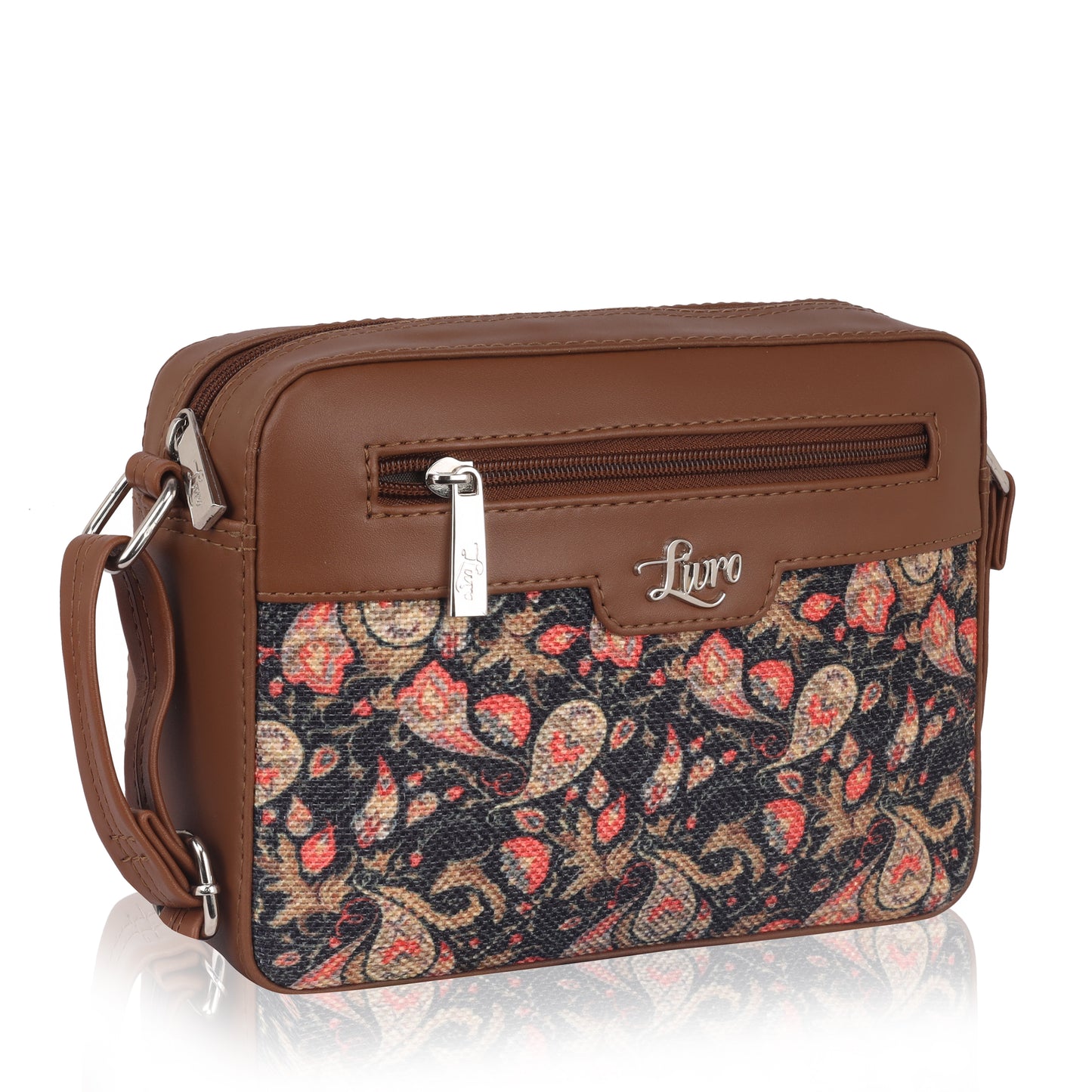 Vegan Leather Paisley Floral Sling bag