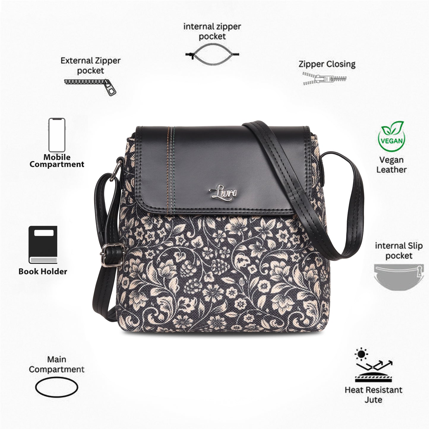 Vegan Leather Botanical Bloom Sling Bag