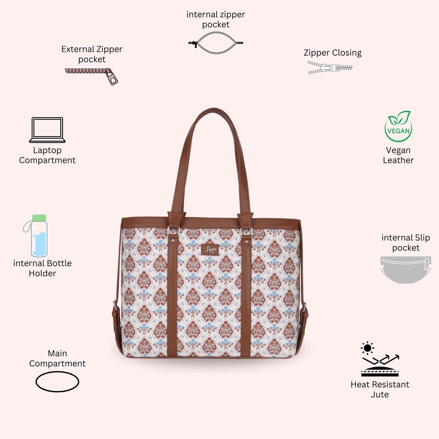 Purple White Women's Office Bag
