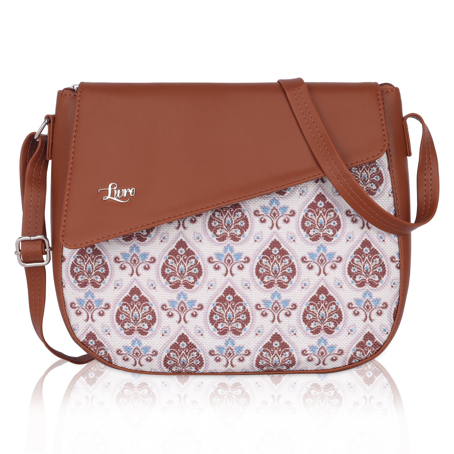 Vegan Leather Purple White Sling Bag