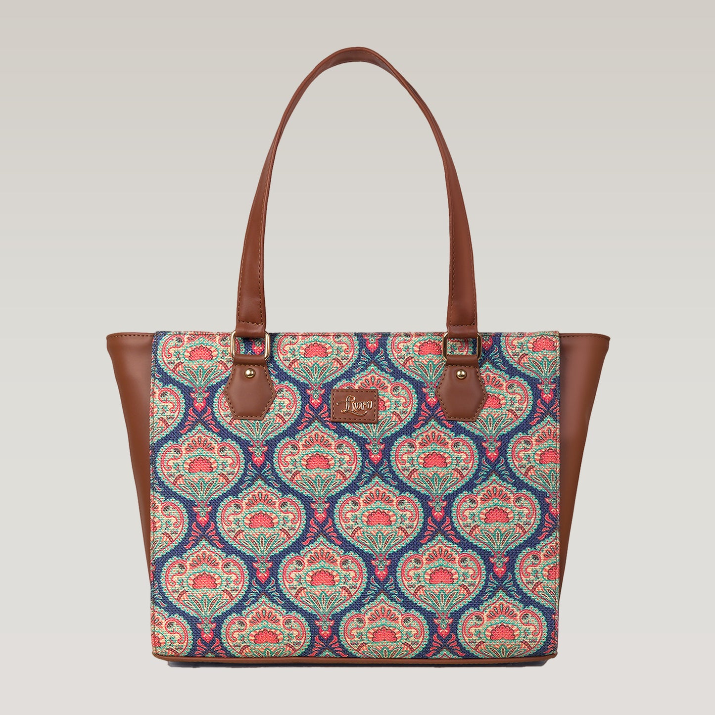 Vegan Leather Floral Flourish Tote Laptop Bag For Women