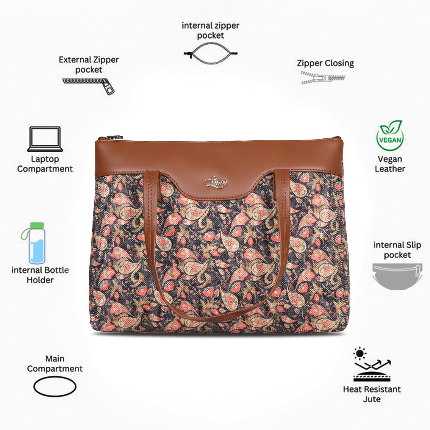 Vegan Leather Paisley Floral Tote Bag