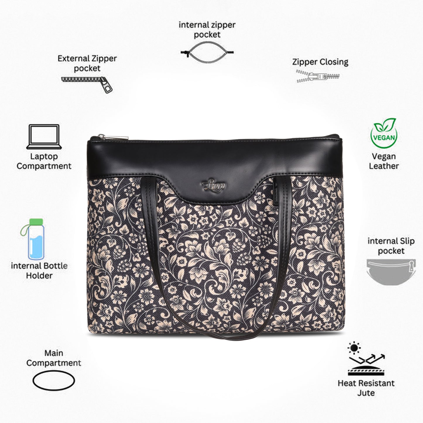 Vegan Leather Botanical Bloom Tote Bag