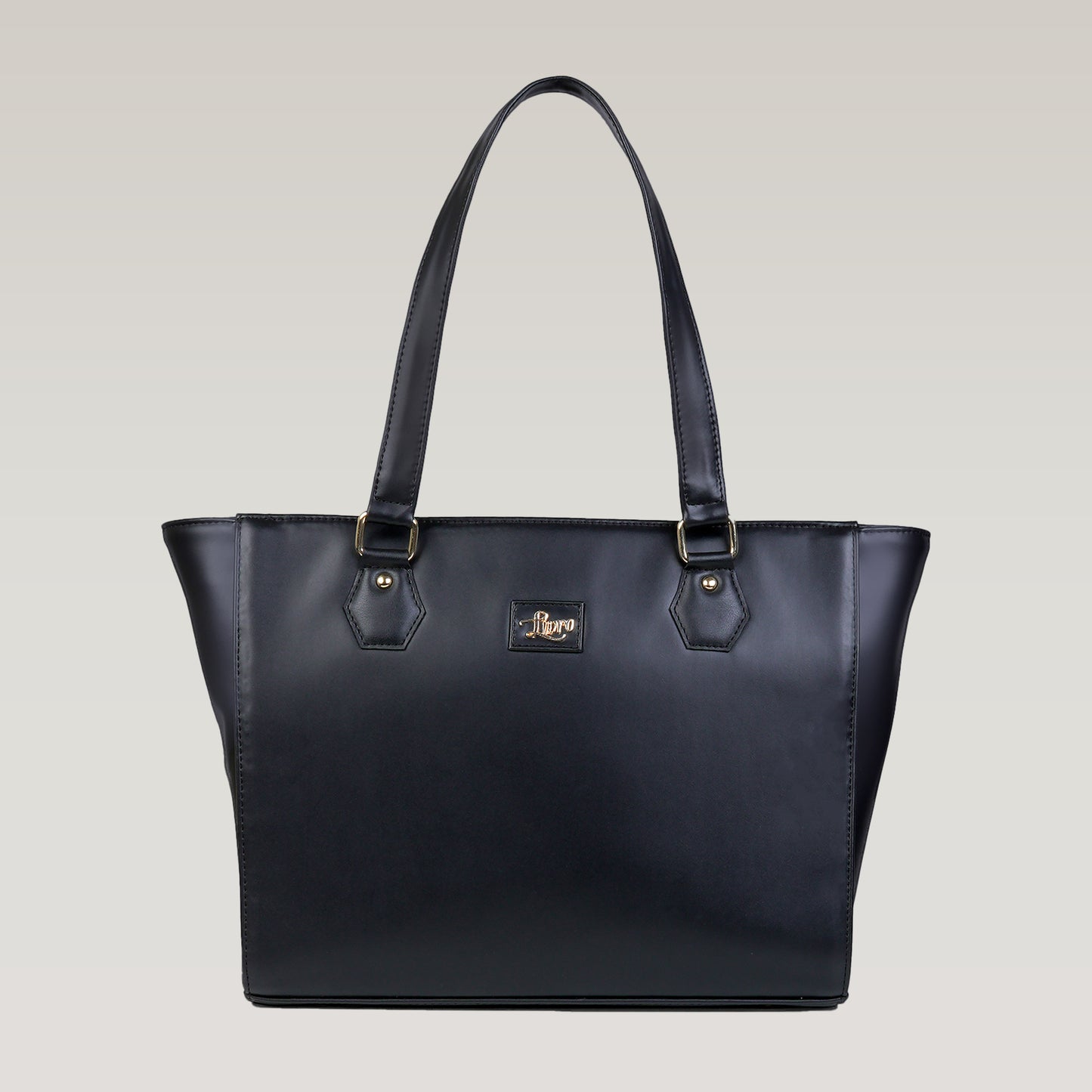 Vegan Leather Black Tote Laptop Bag For Women