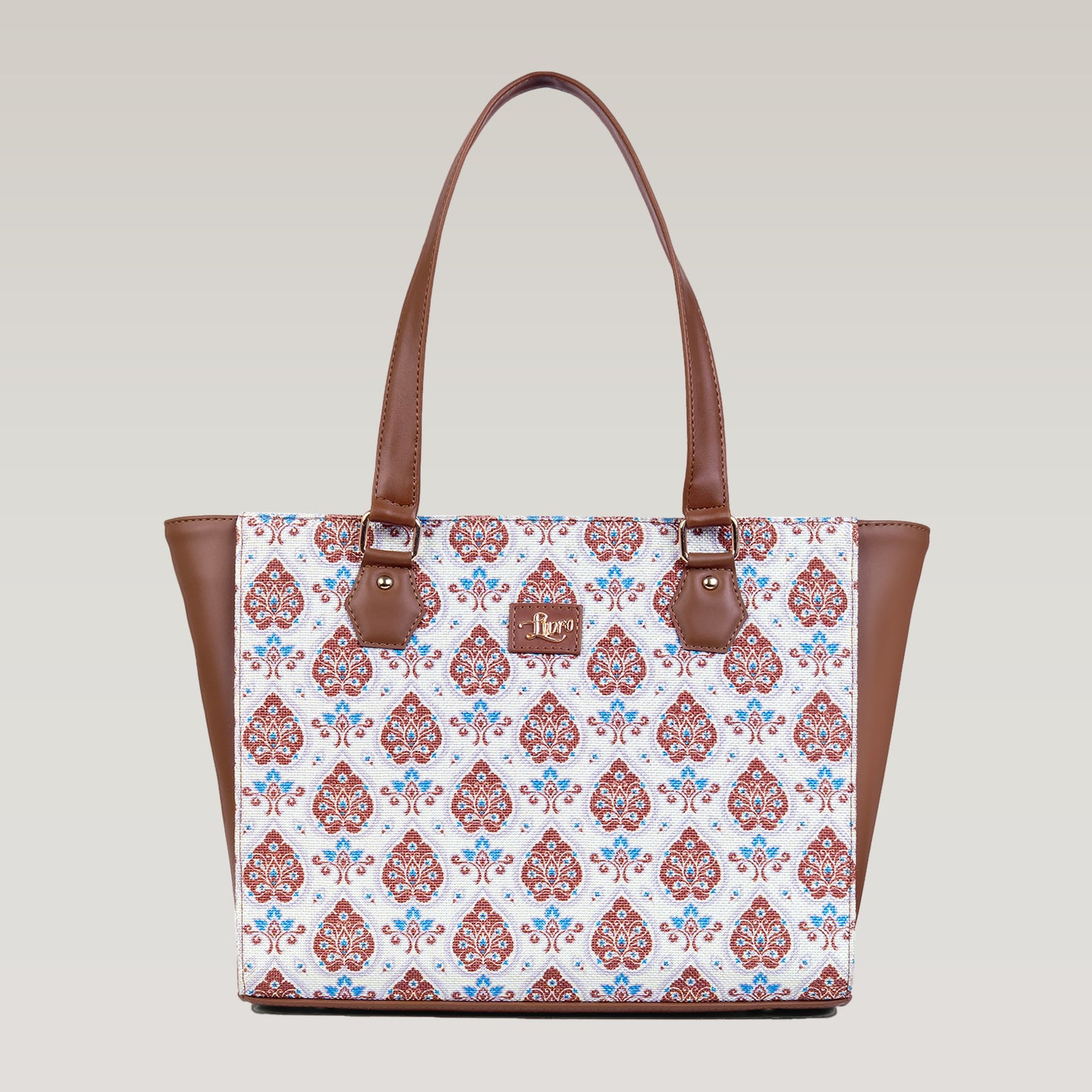 Vegan Leather Purple White Tote Laptop Bag For Women