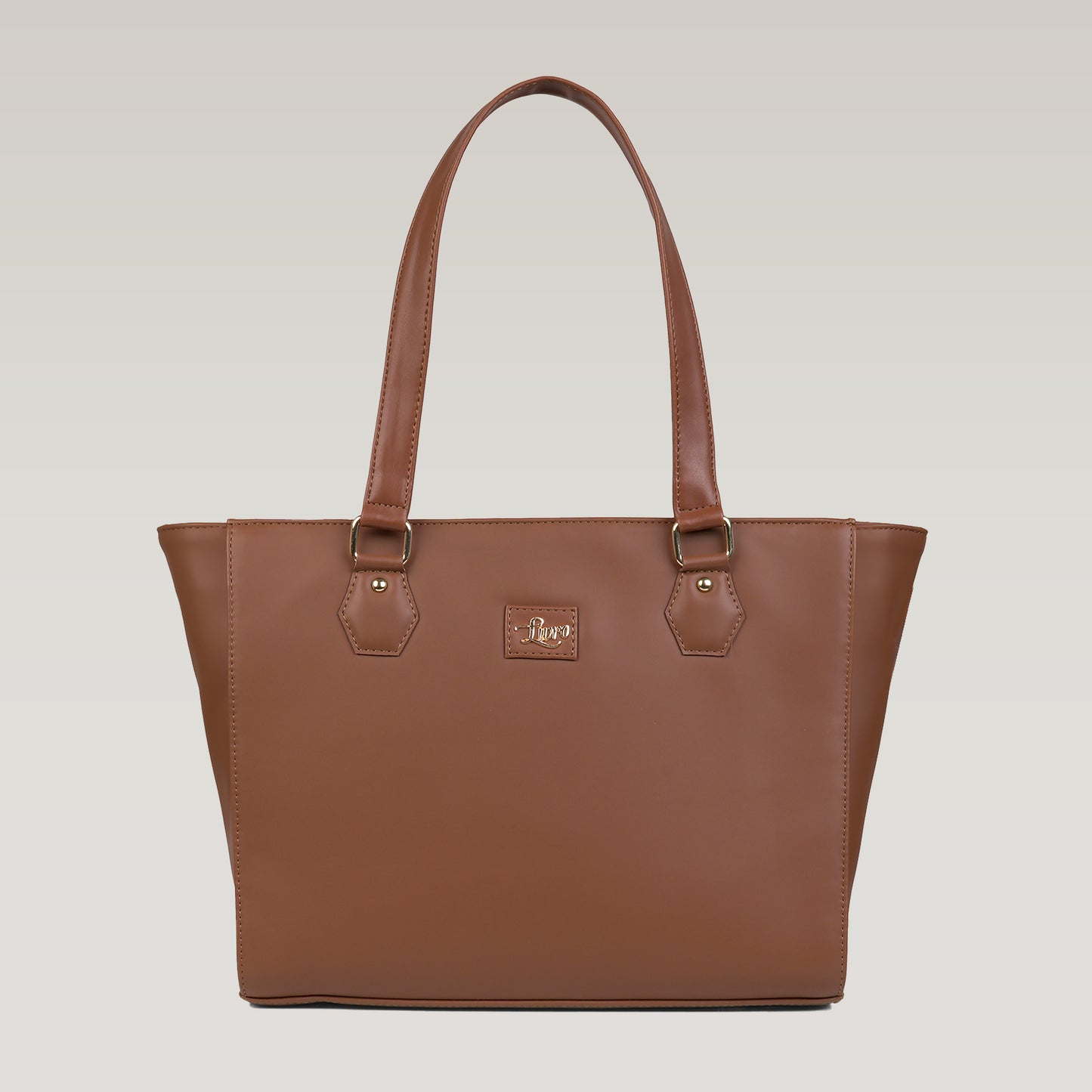 Vegan Leather Brown Tote Laptop Bag For Women