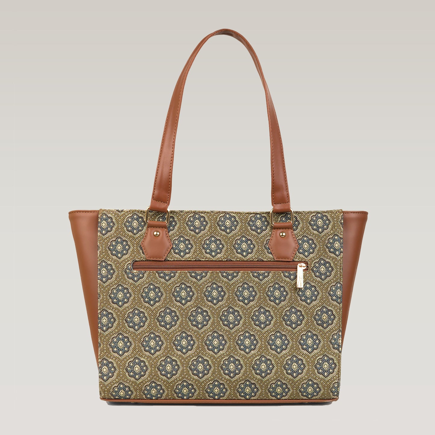 Vegan Leather Bloom Theme Tote Laptop Bag For Women
