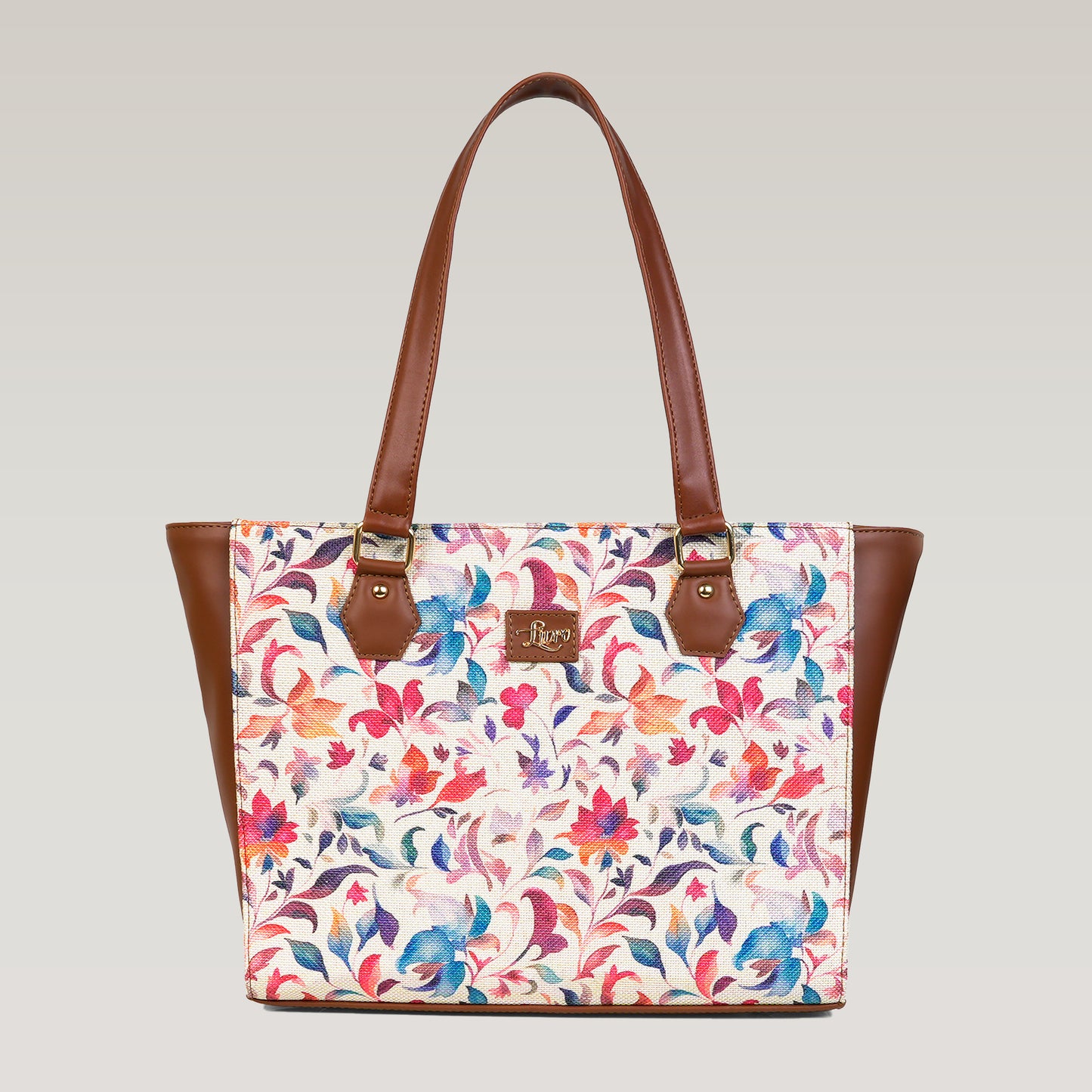 Vegan Leather Skecthy Floral Tote Laptop Bag For Women