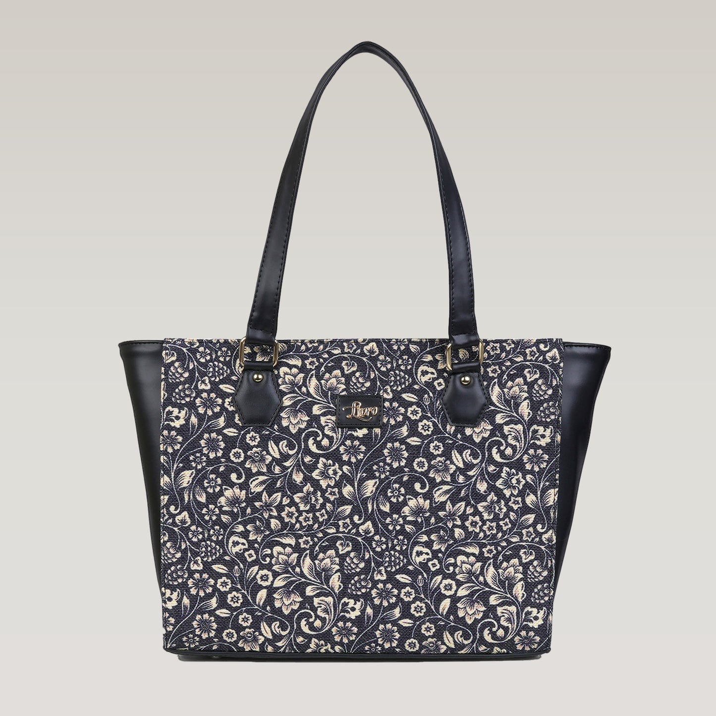 Vegan Leather Botanical Bloom Tote Laptop Bag For Women