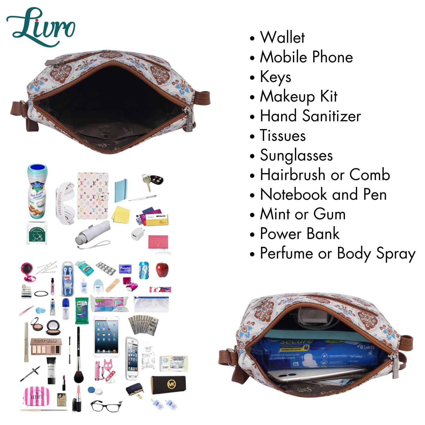 Vegan Leather Purple White Sling Bag