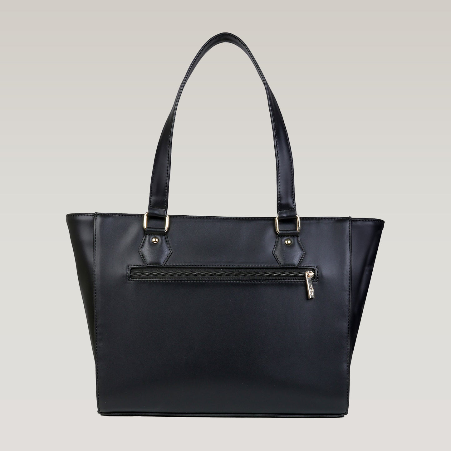 Vegan Leather Black Tote Laptop Bag For Women