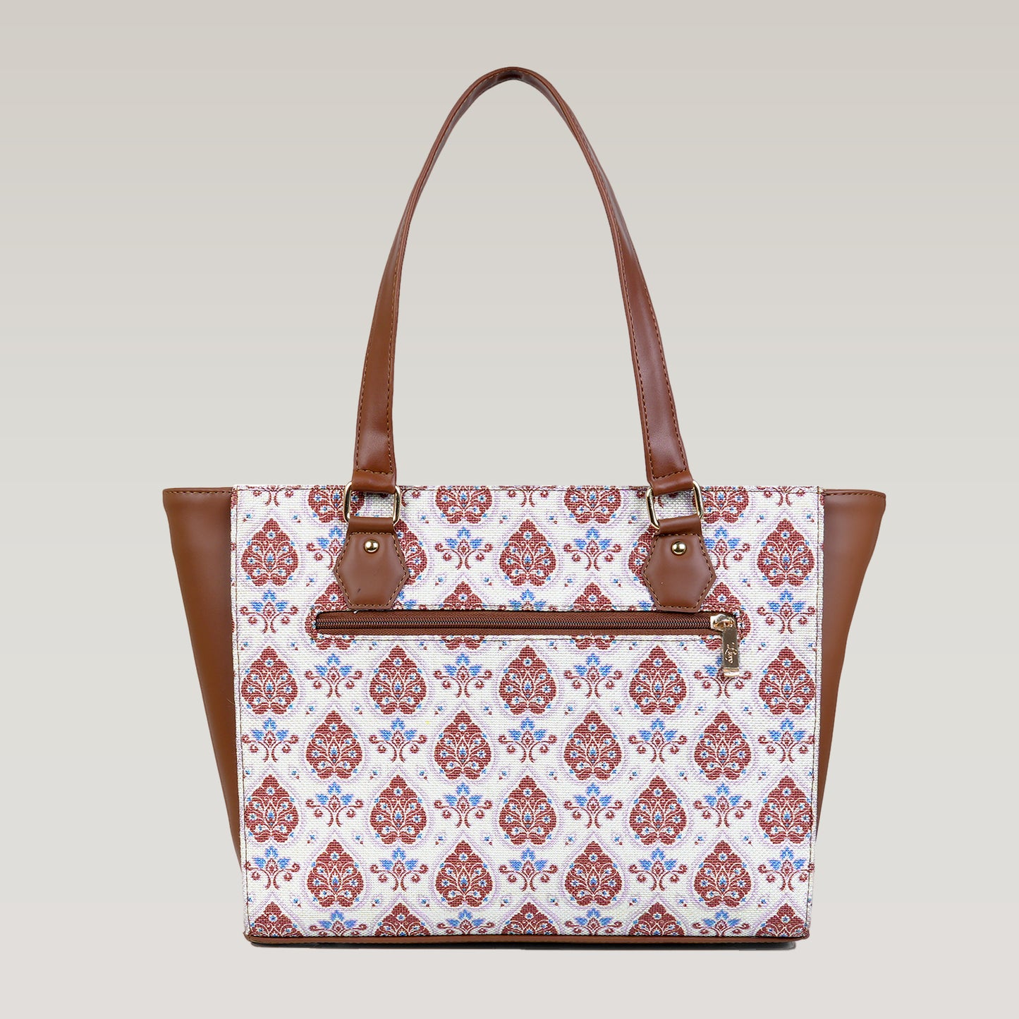 Vegan Leather Purple White Tote Laptop Bag For Women