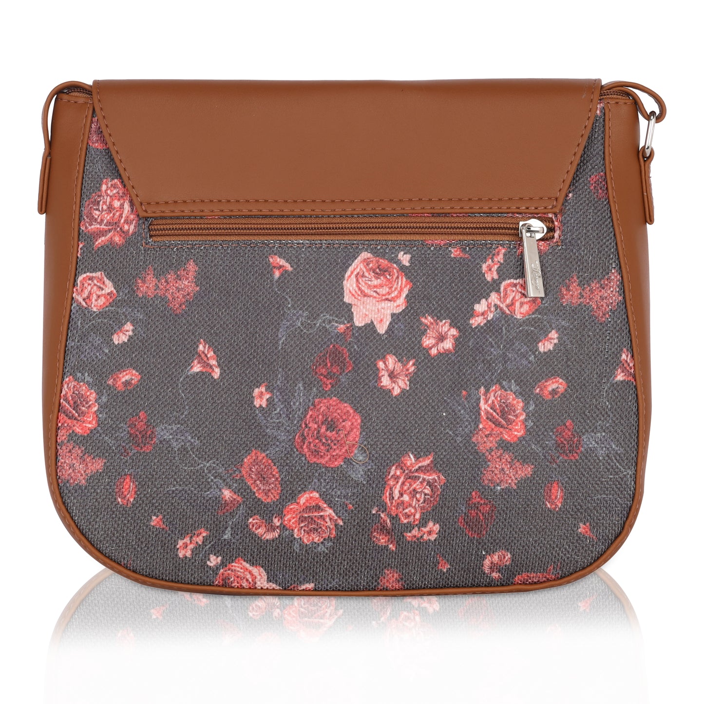 Vegan Leather Red Floral Sling Bag