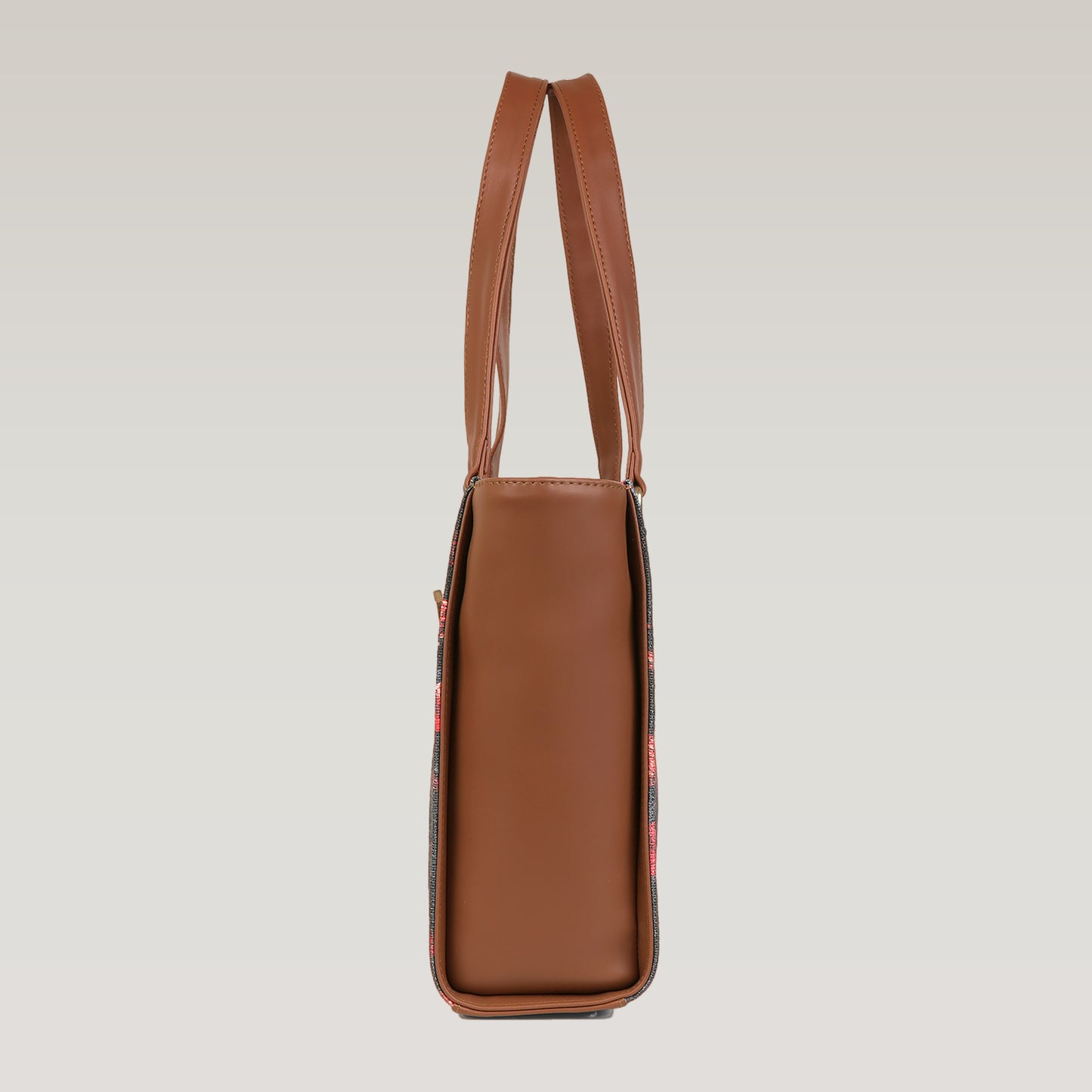 Vegan Leather Red Floral Tote Laptop Bag For Women