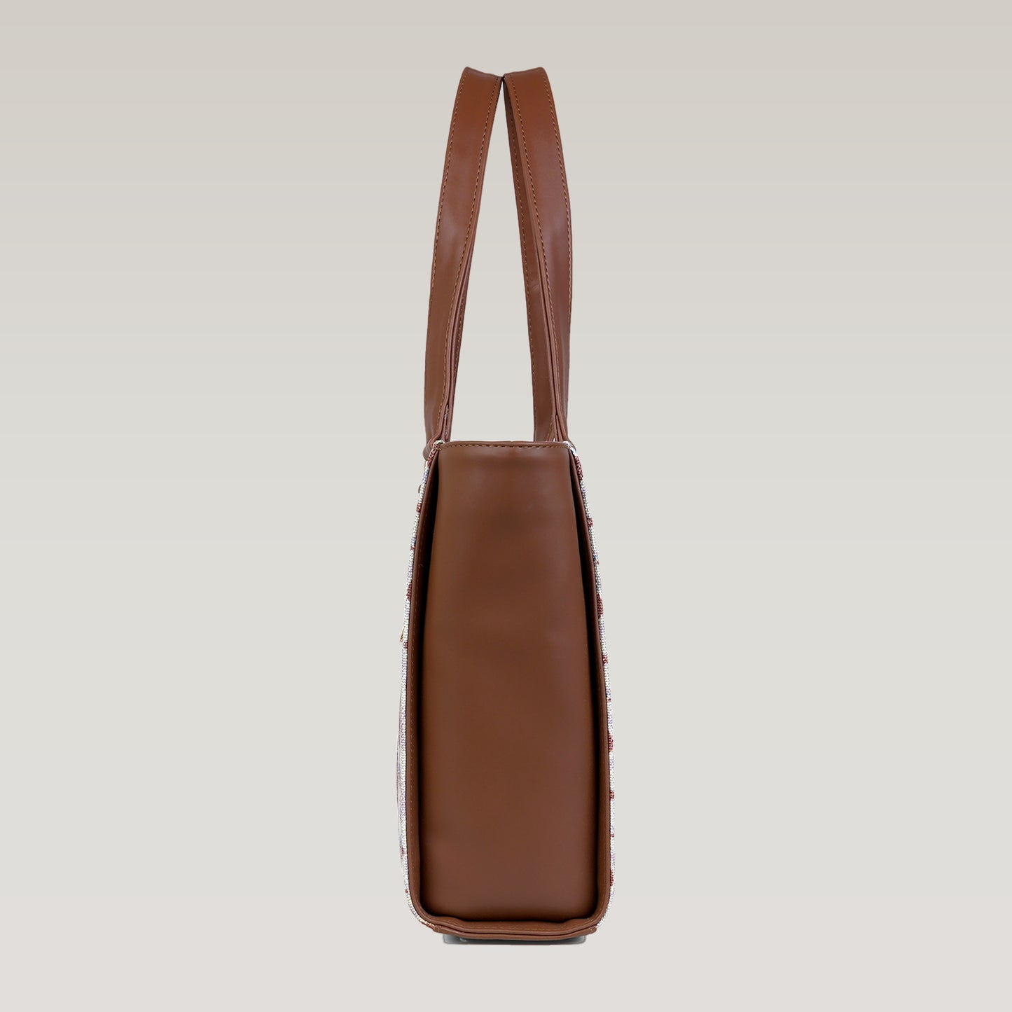 Vegan Leather Purple White Tote Laptop Bag For Women