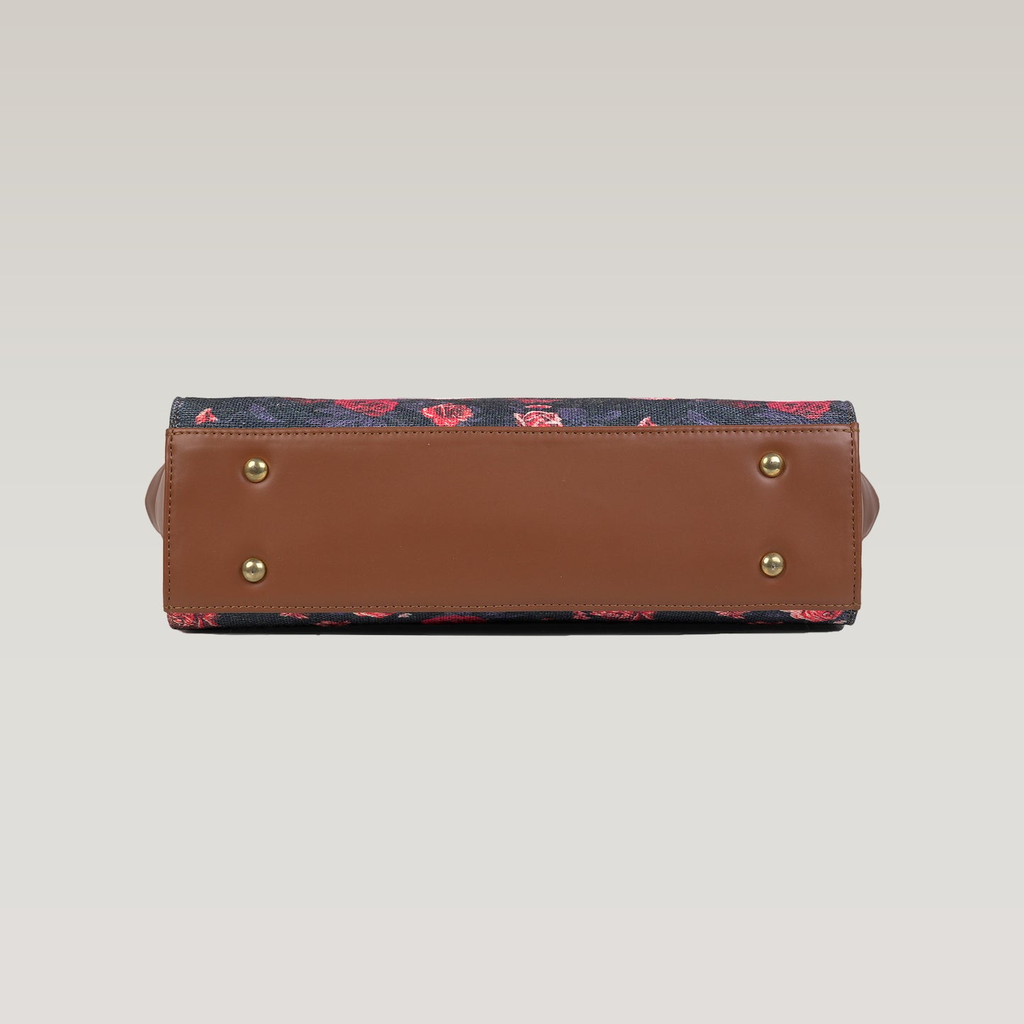 Vegan Leather Red Floral Tote Laptop Bag For Women