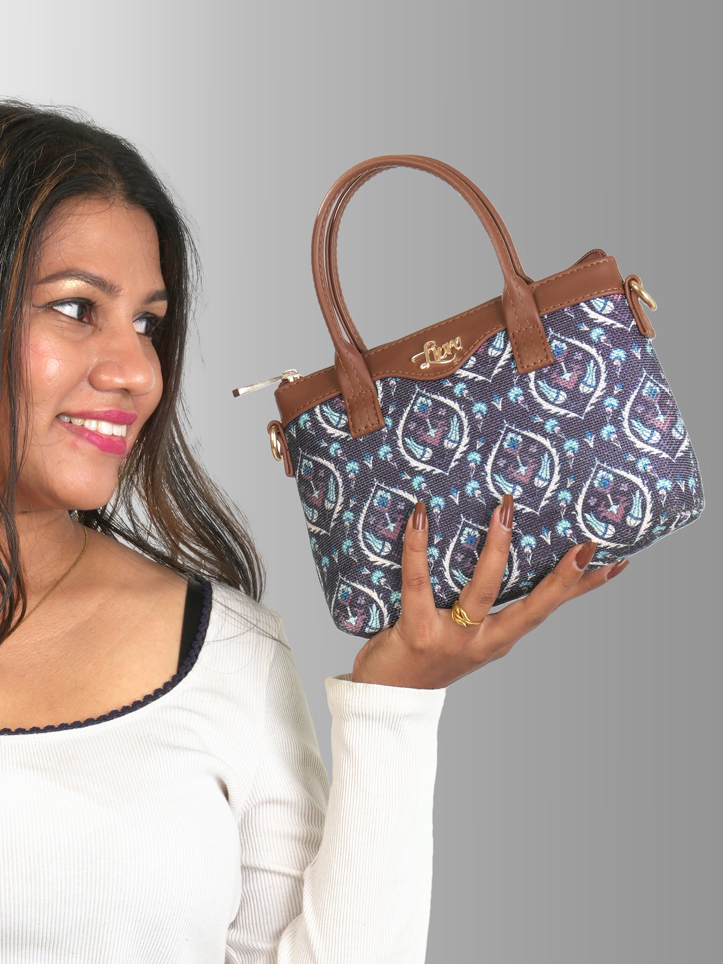 Lily Vegan Leather Seamless Purle Brown Sling Bag