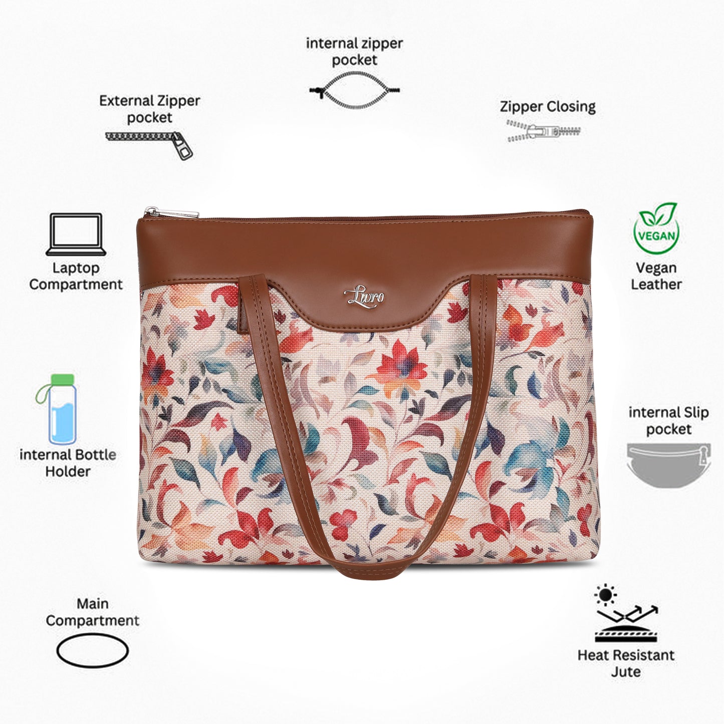 Vegan Leather Sketchy Floral Tote Bag