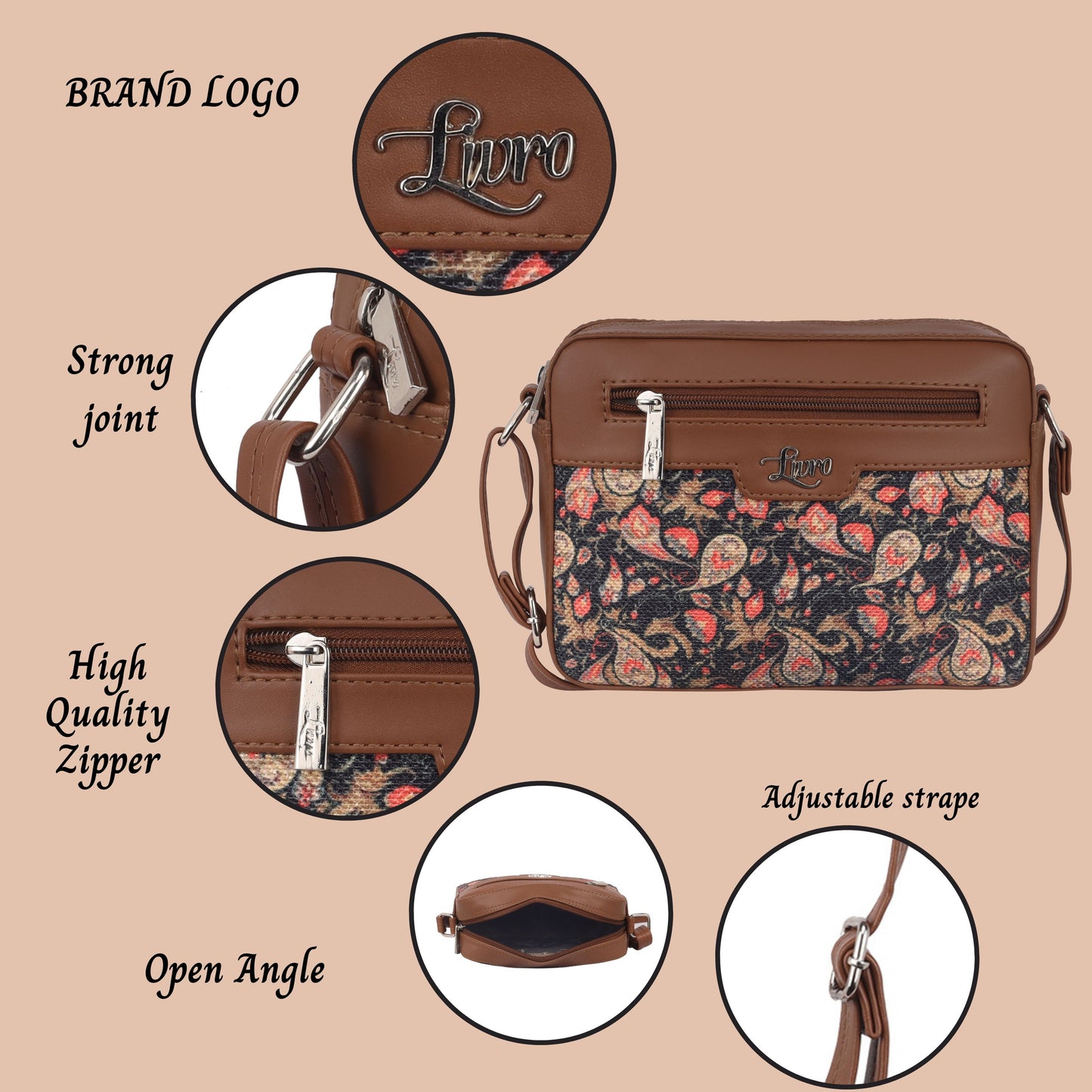 Vegan Leather Paisley Floral Sling bag