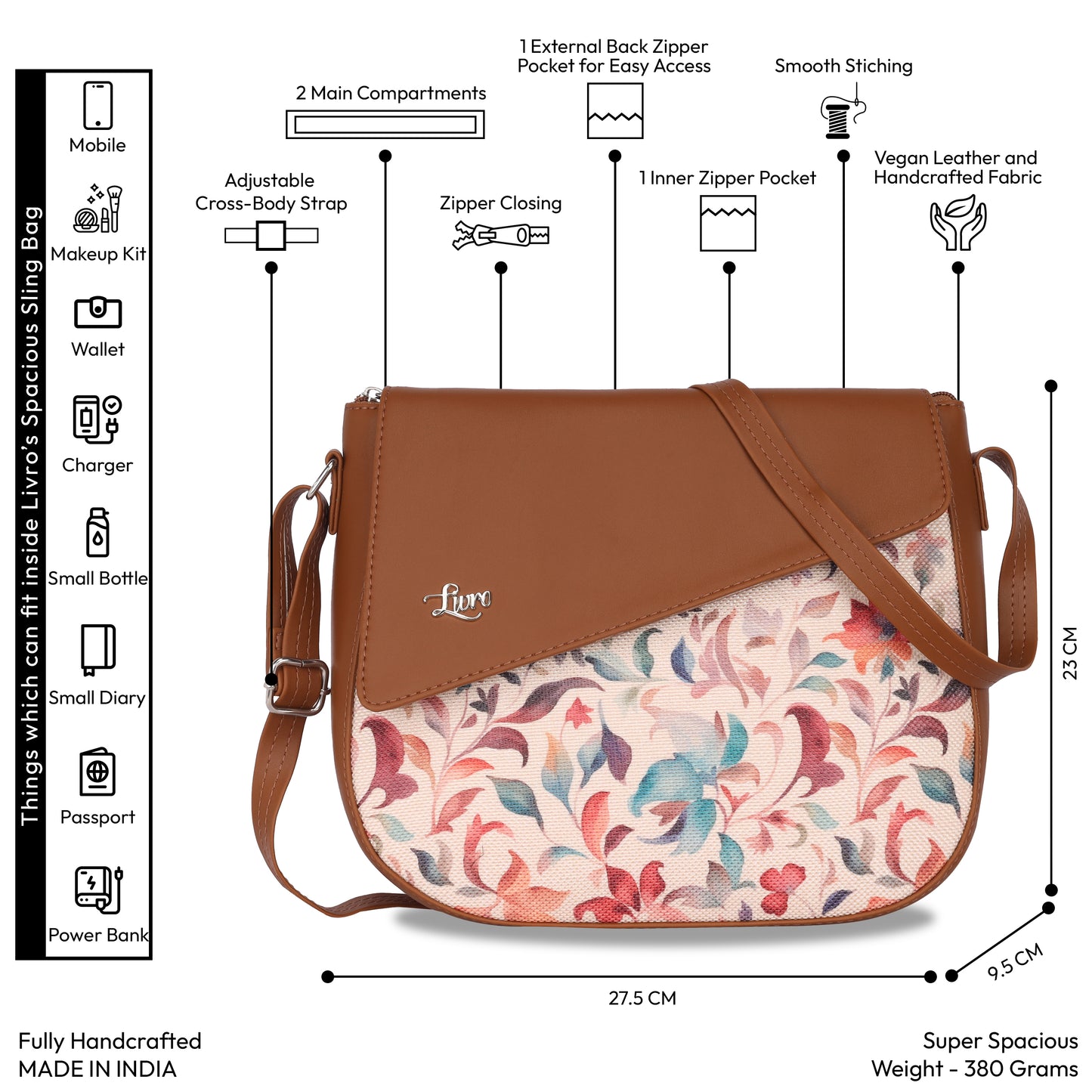 Vegan Leather Sketchy Beig Sling Bag