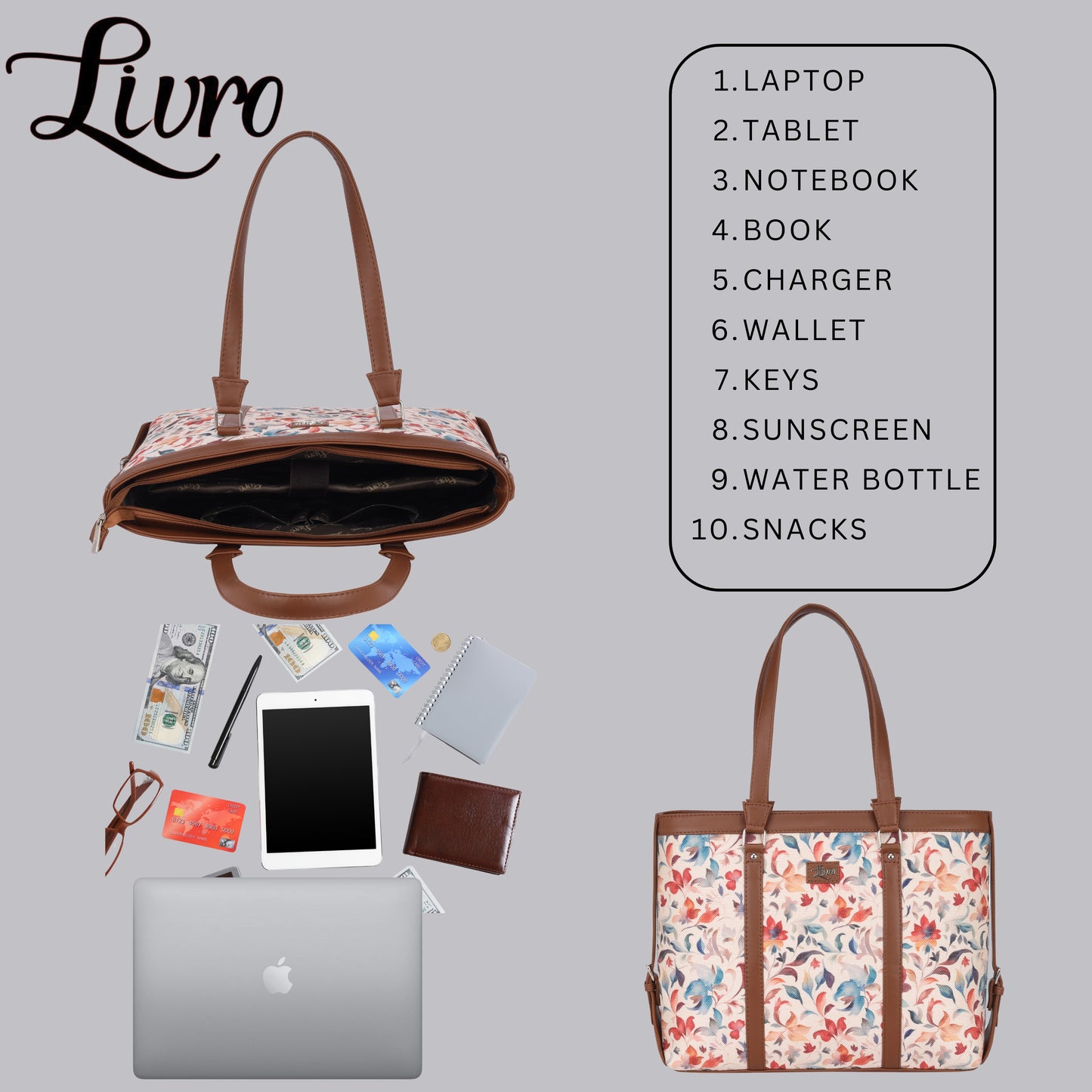 Sketchy Floral Beige Women's Office Bag