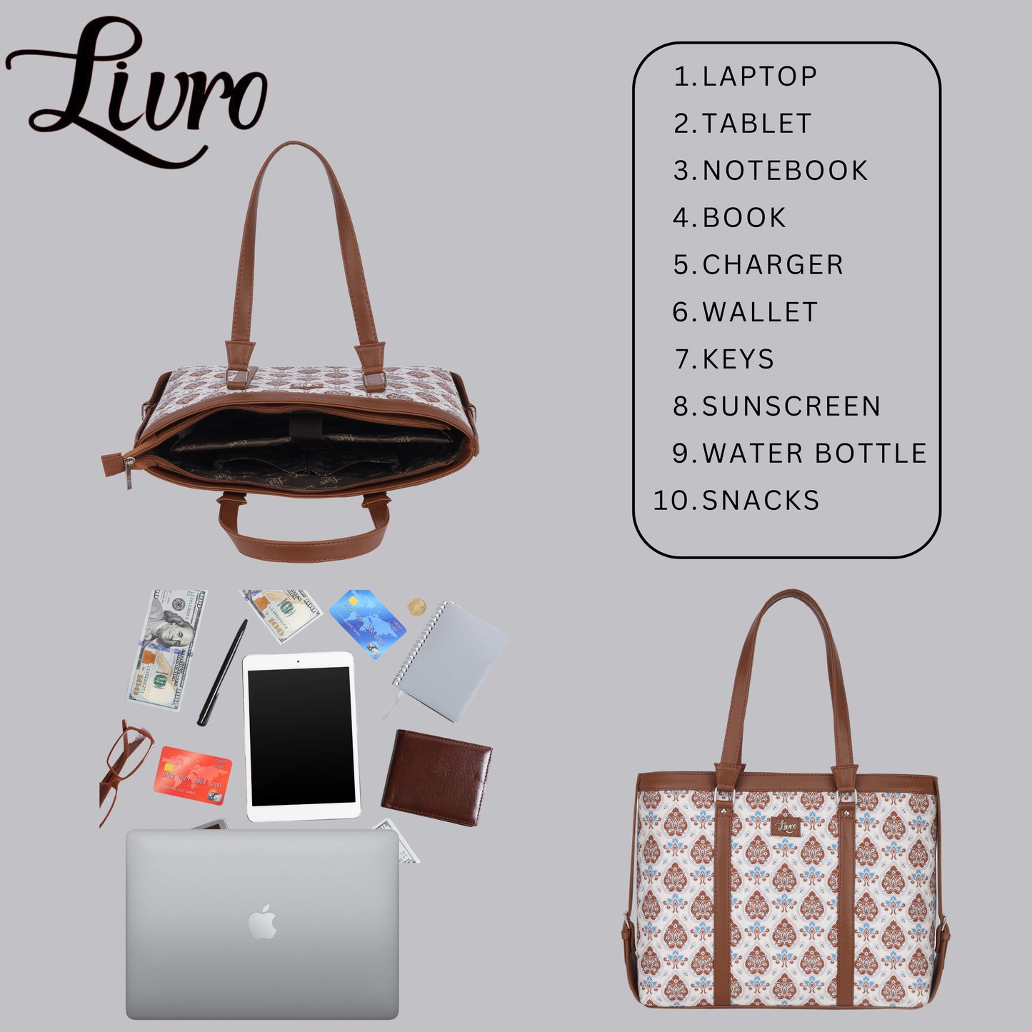 Purple White Women's Office Bag