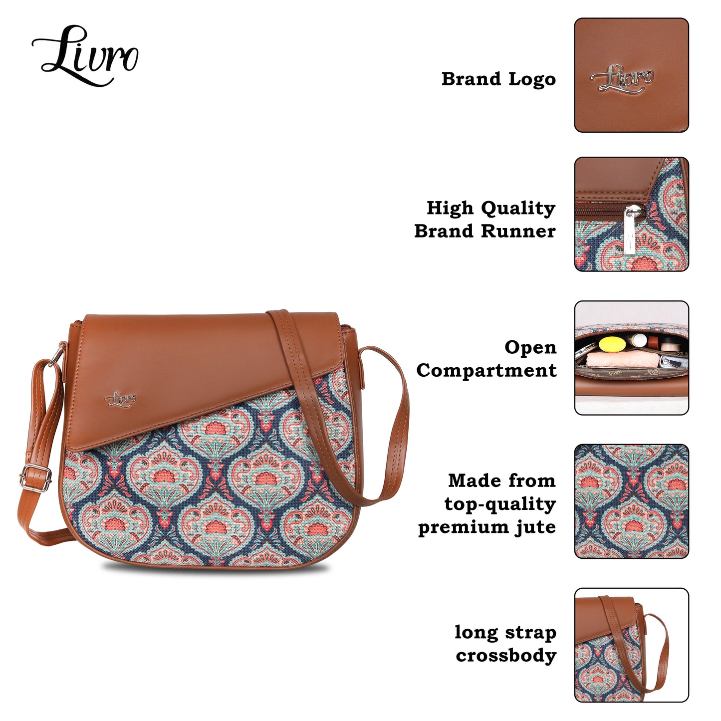 Vegan Leather Floral Flourish Sling Bag
