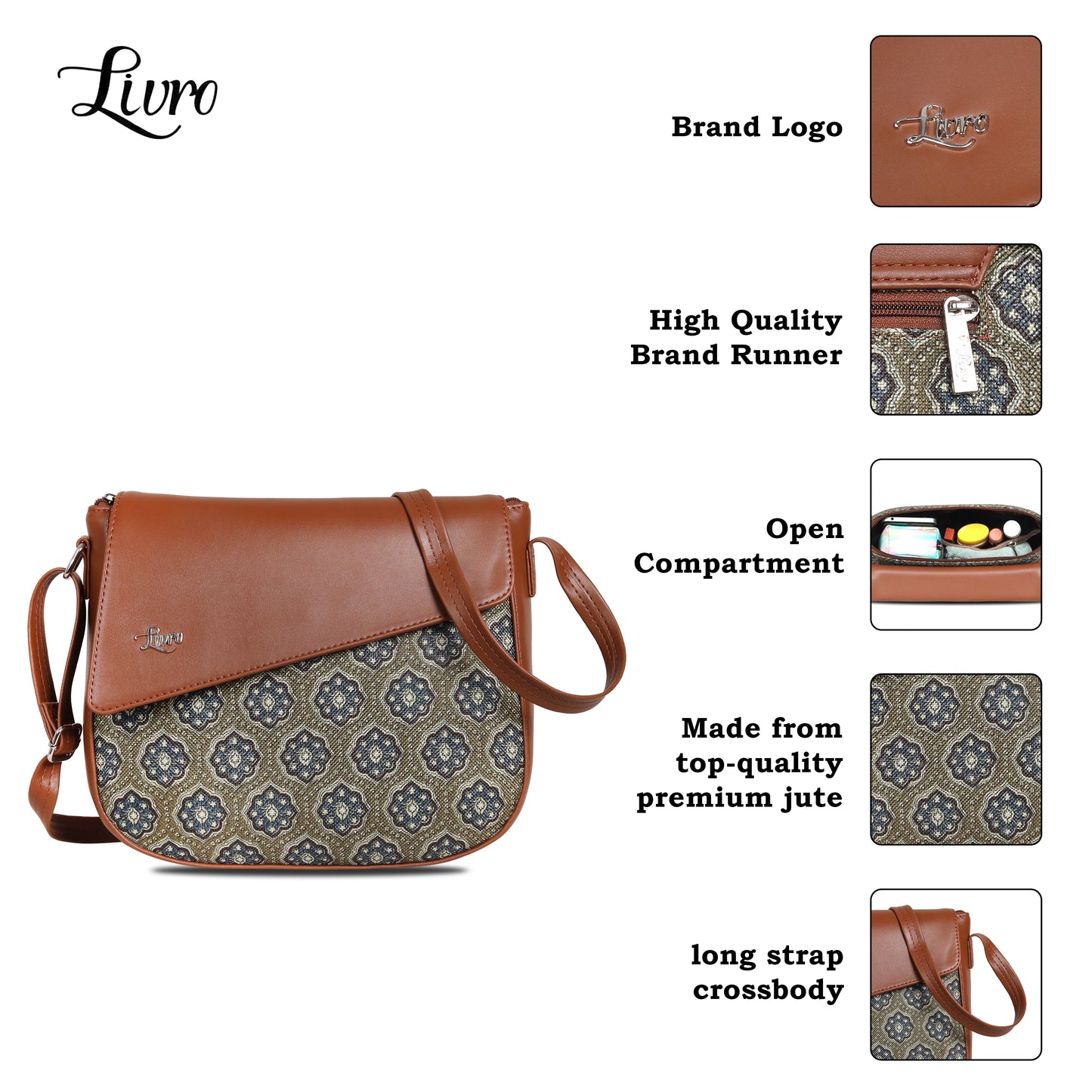 Vegan Leather Bloom Theme Sling Bag