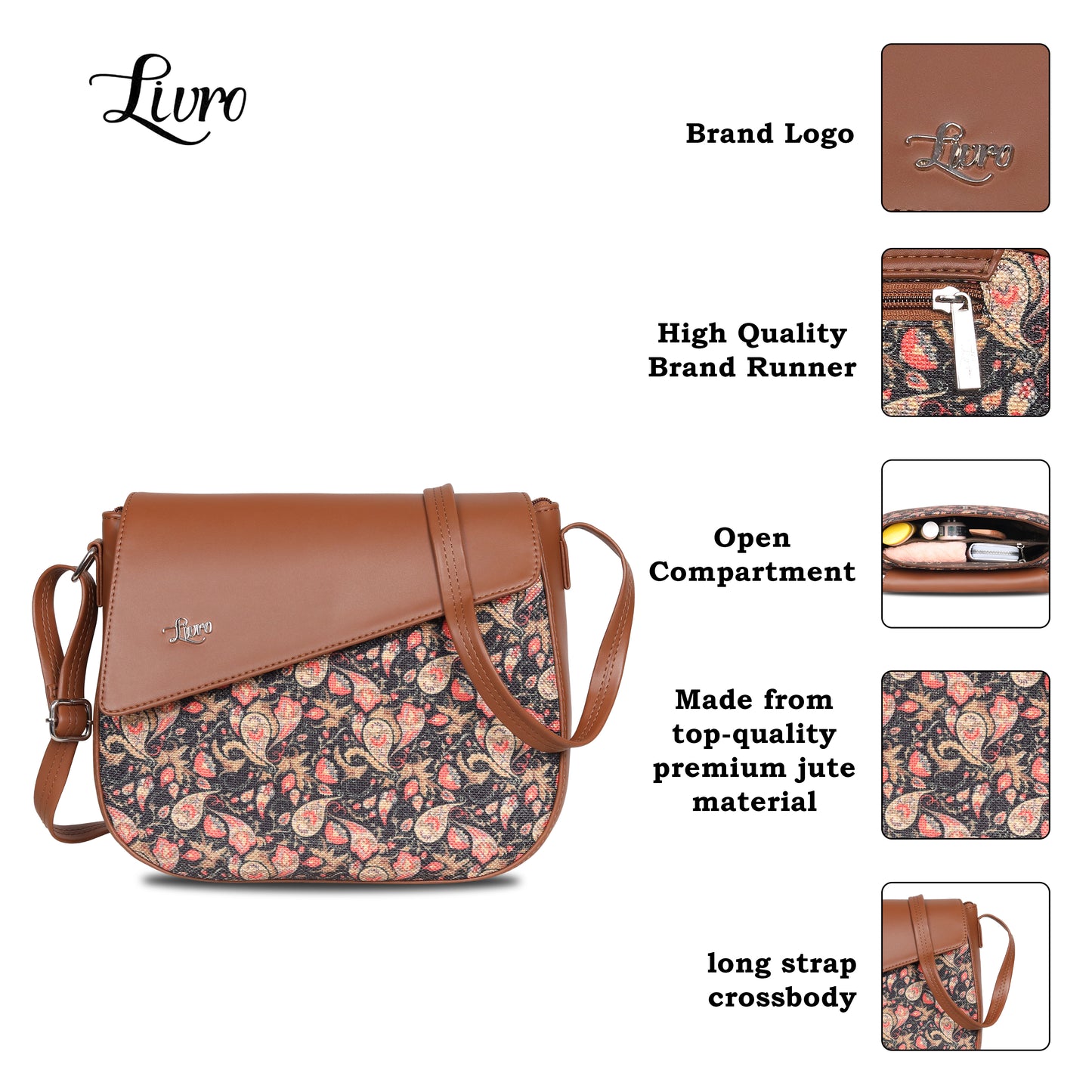 Vegan Leather Pisley Floral Sling Bag