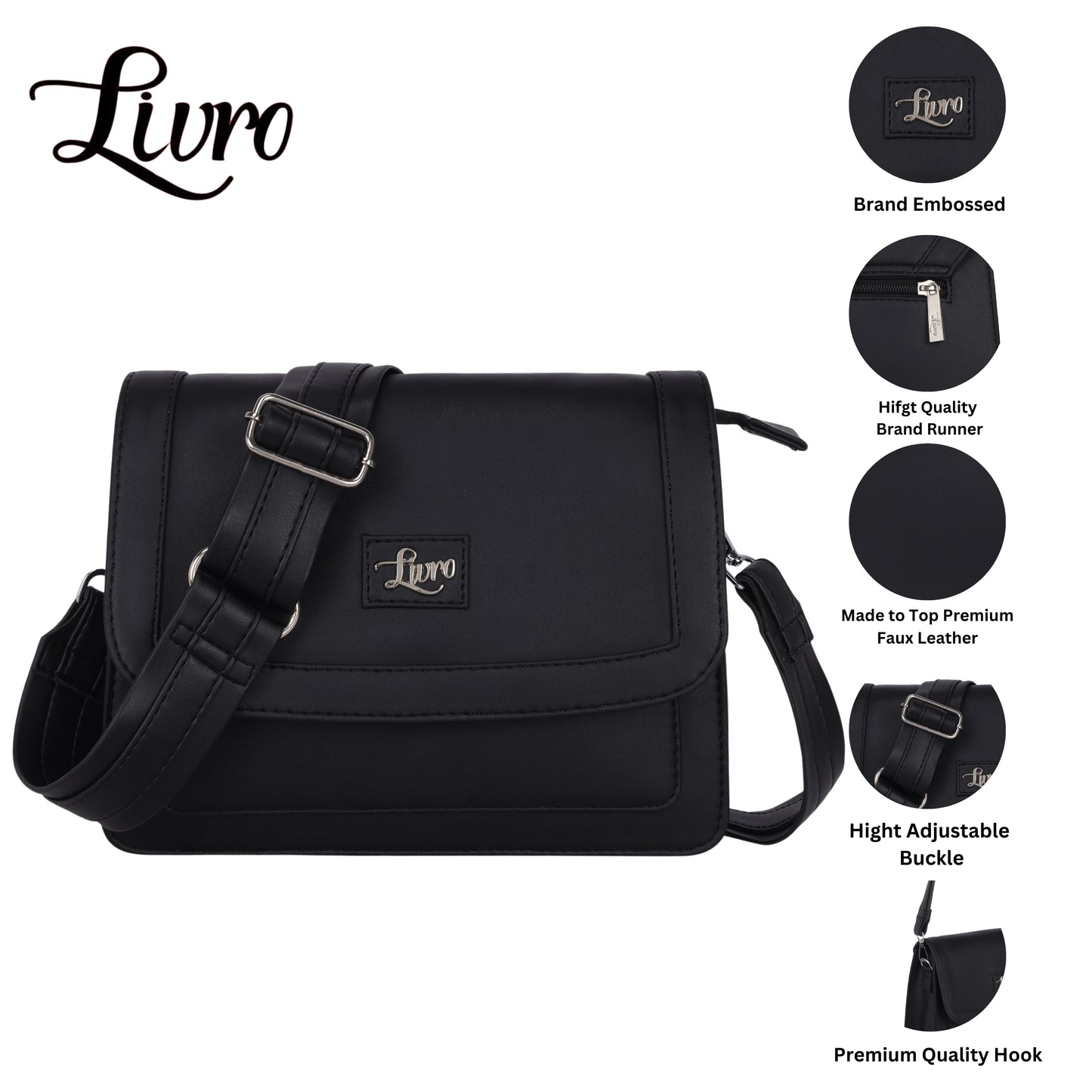 Vegan Leather Black Sling Bag