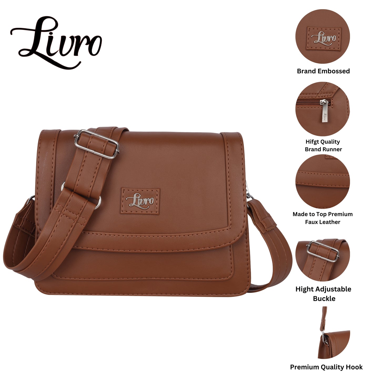 Vegan Leather Brown Sling Bag