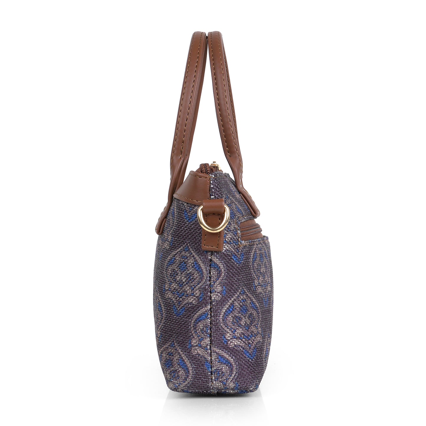Lily Vegan Leather Blossom Blue Brown Sling Bag