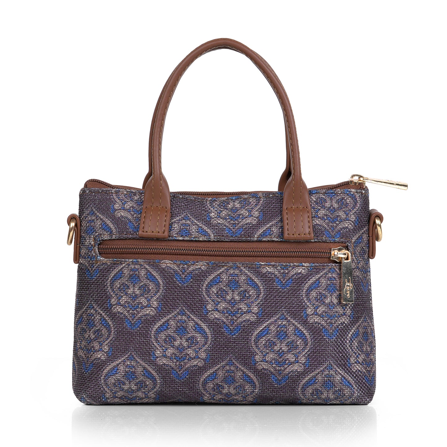 Lily Vegan Leather Blossom Blue Brown Sling Bag