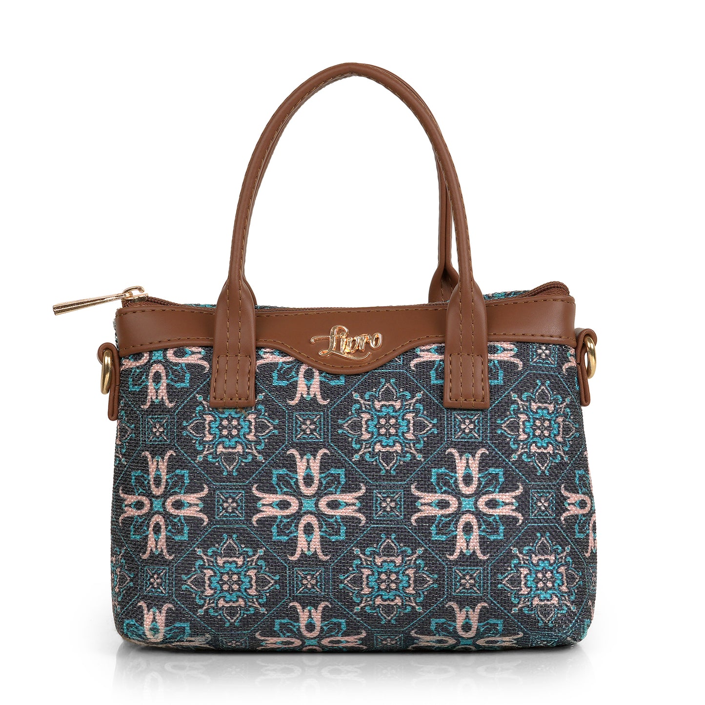 Lily Vegan Leather Mosaic Blue Brown Sling Bag