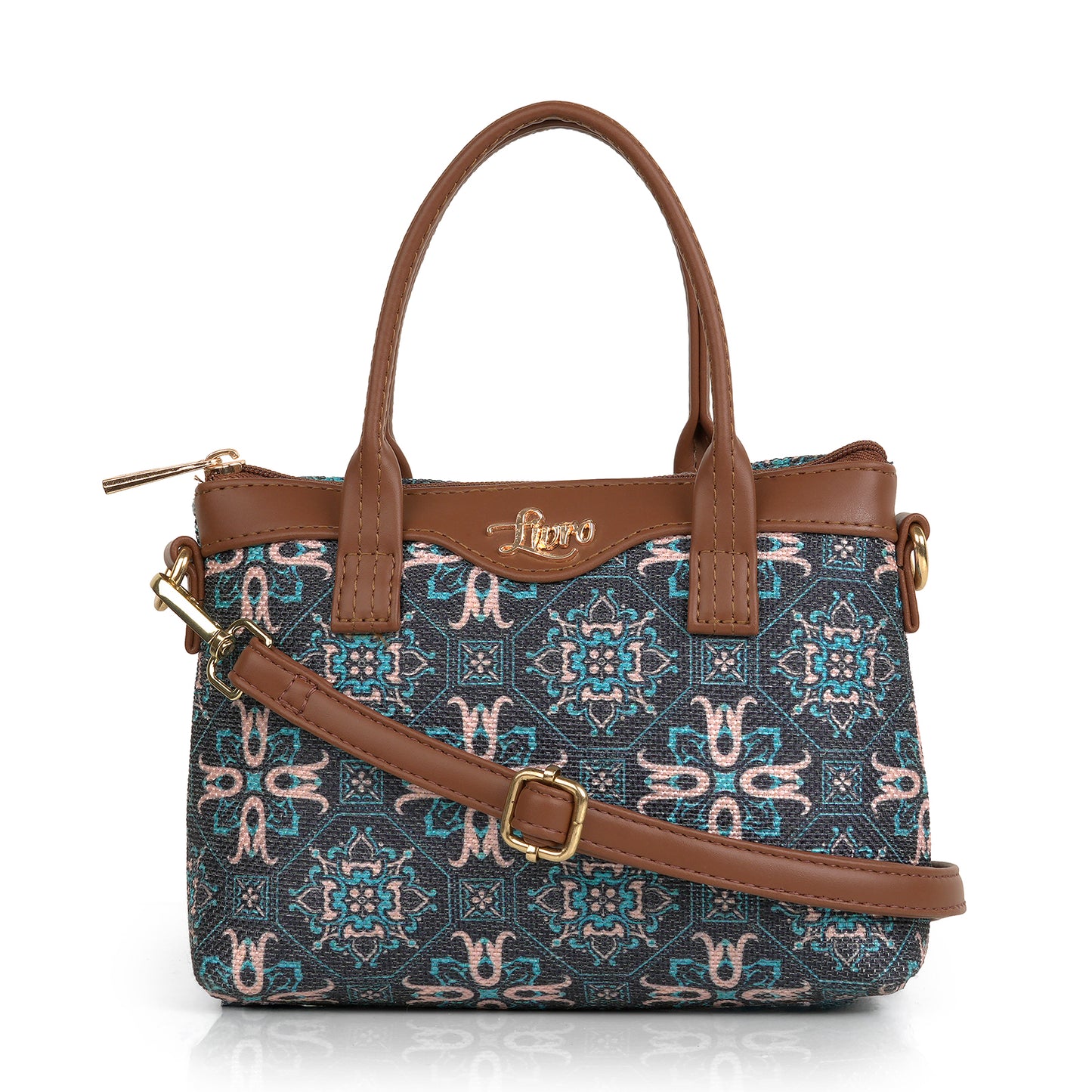 Lily Vegan Leather Mosaic Blue Brown Sling Bag
