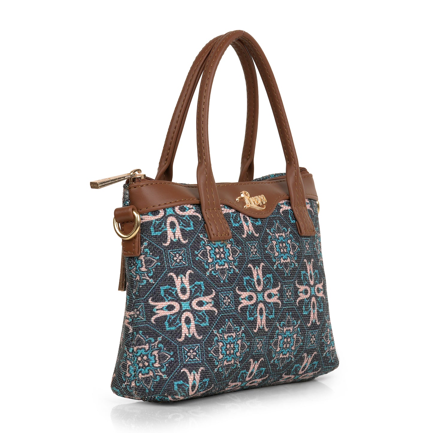 Lily Vegan Leather Mosaic Blue Brown Sling Bag