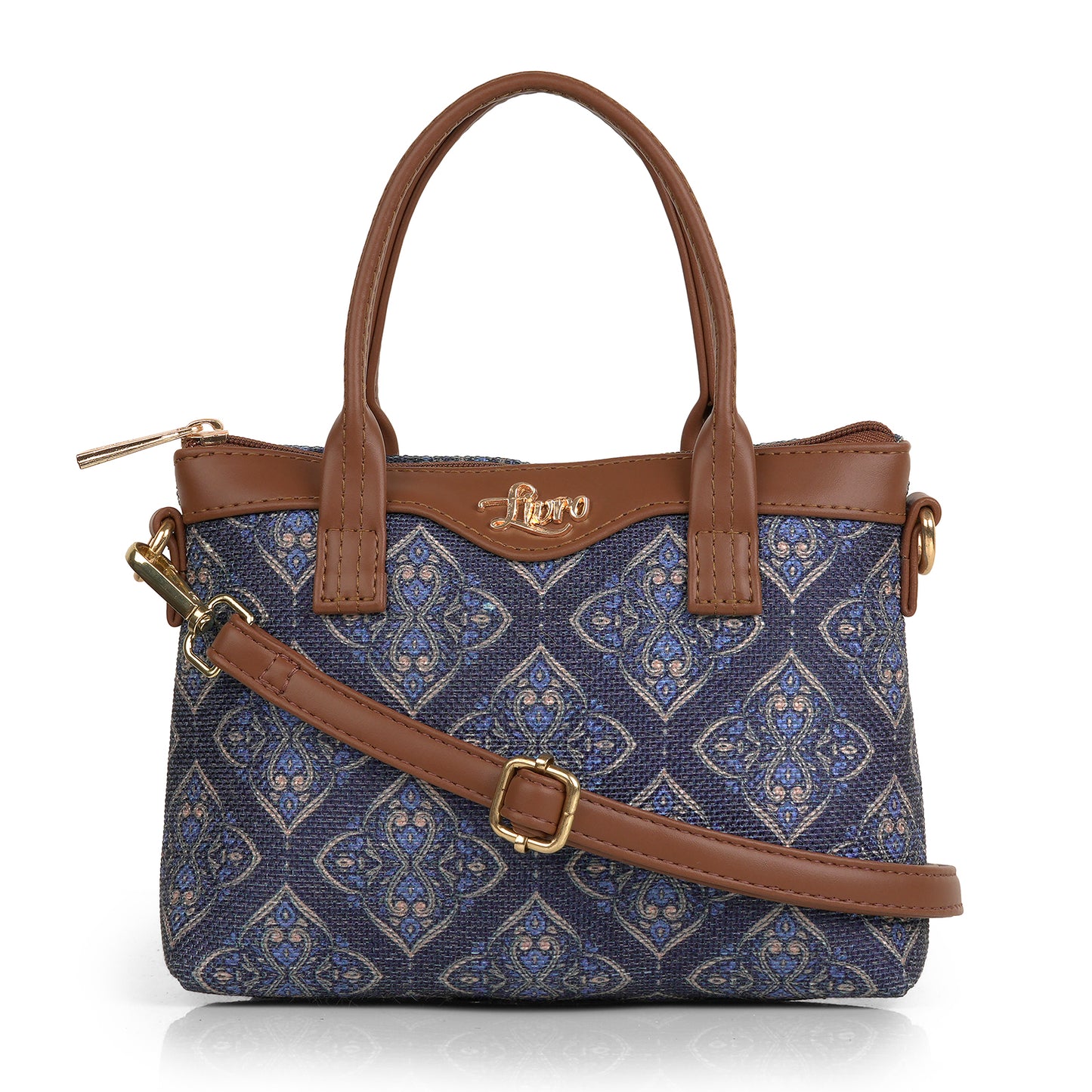 Lily Vegan Leather Tribal Blue Brown Sling Bag