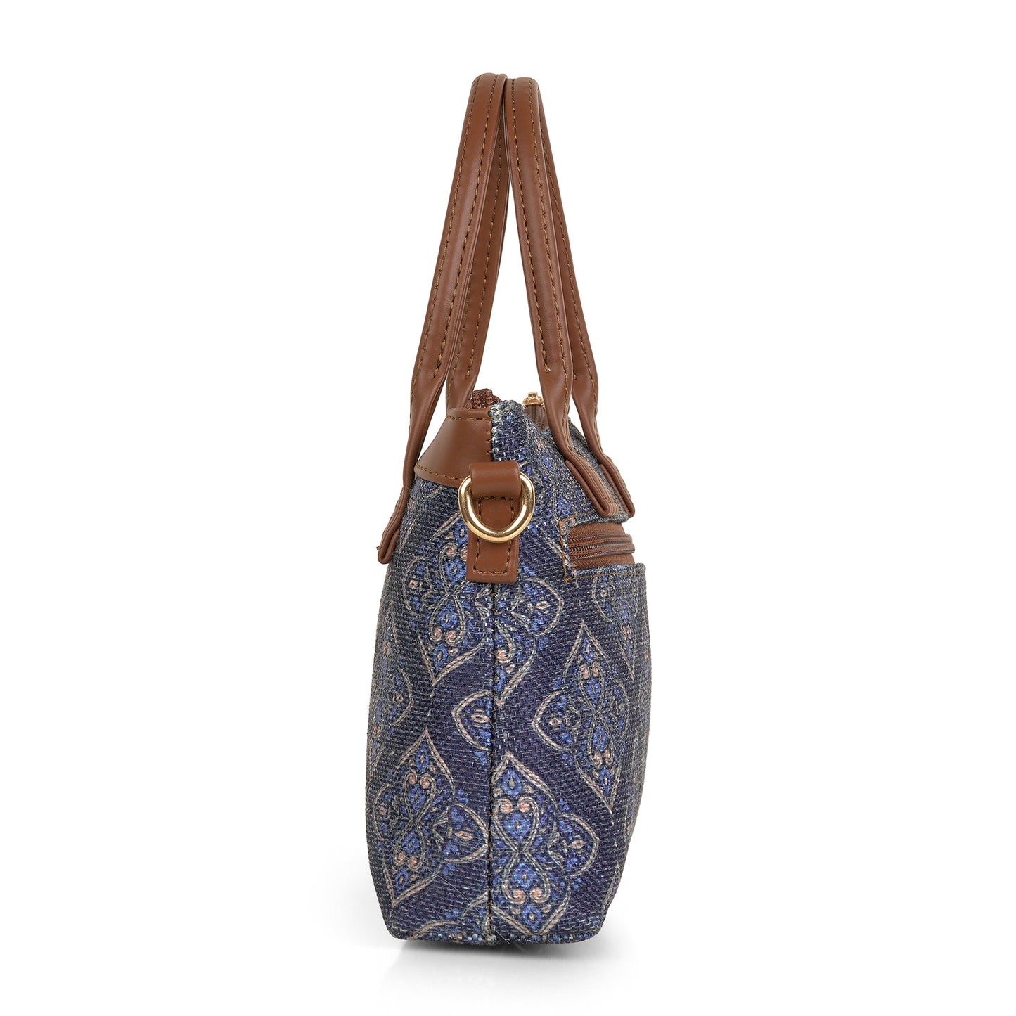 Lily Vegan Leather Tribal Blue Brown Sling Bag