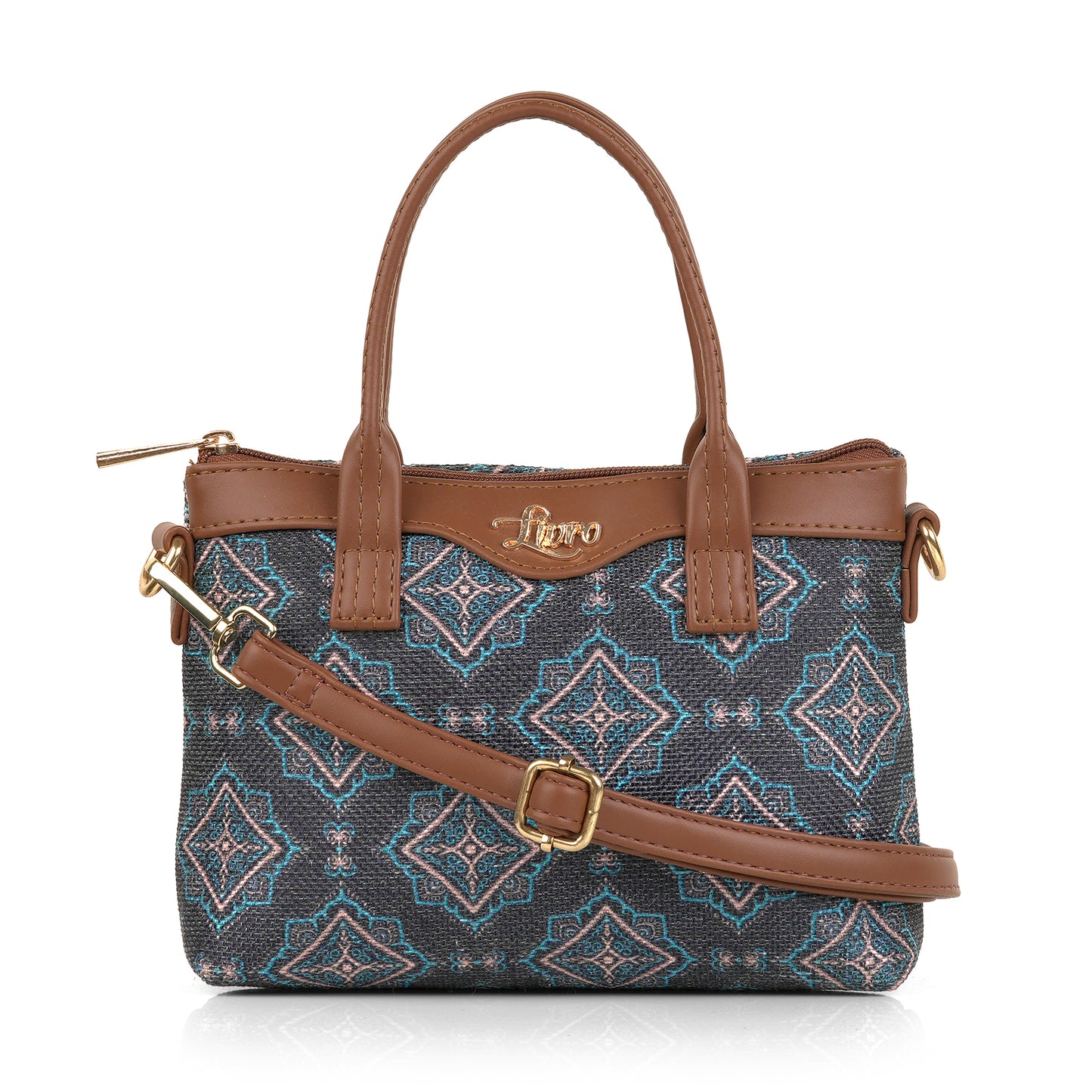 Lily Vegan Leather Moroccan Blue Brown Sling Bag
