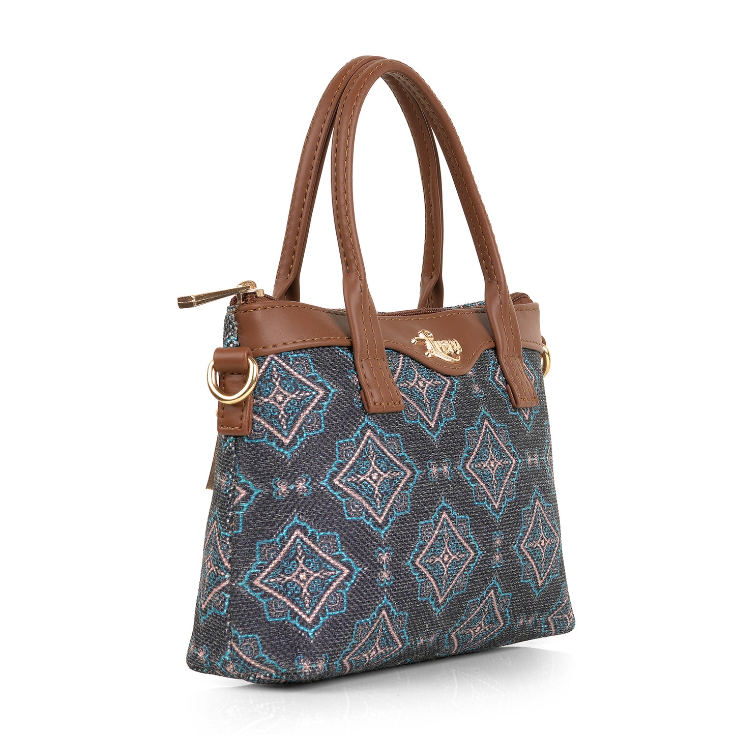 Lily Vegan Leather Moroccan Blue Brown Sling Bag