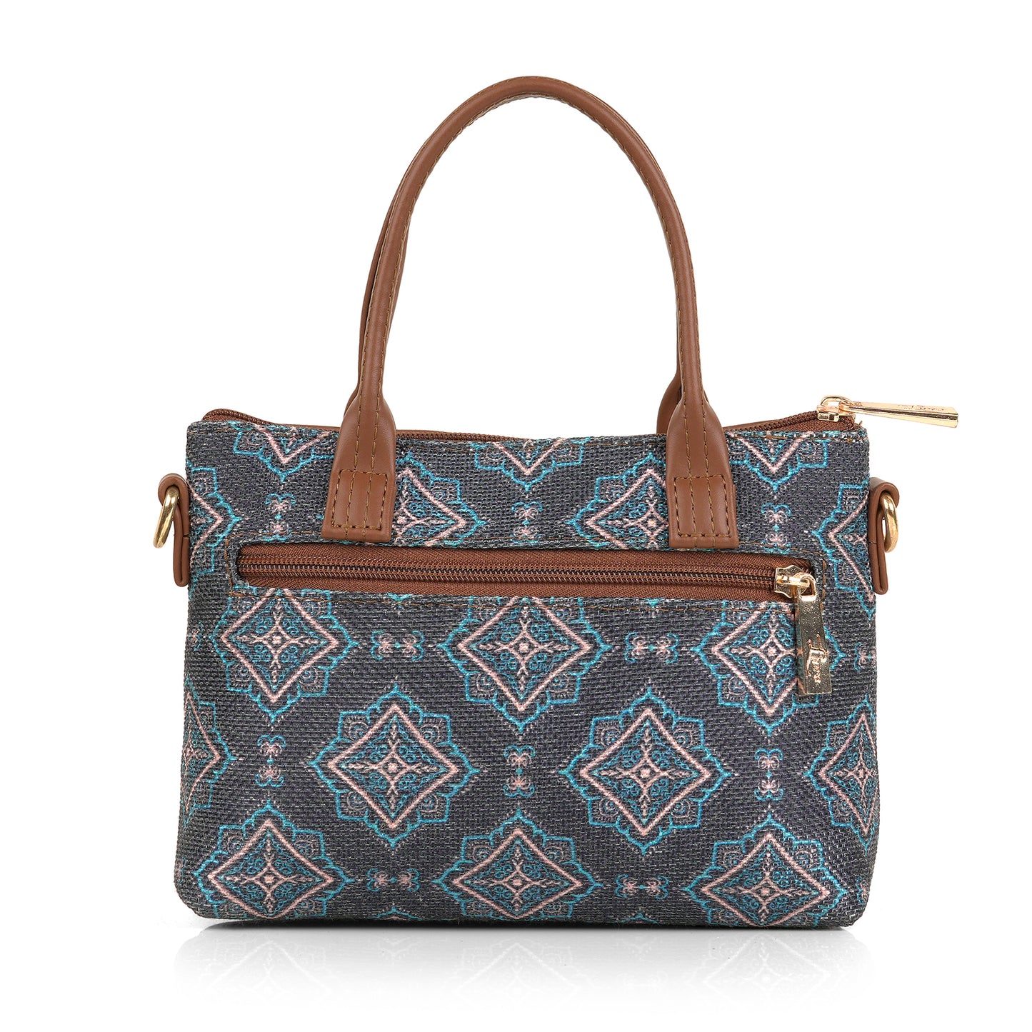 Lily Vegan Leather Moroccan Blue Brown Sling Bag
