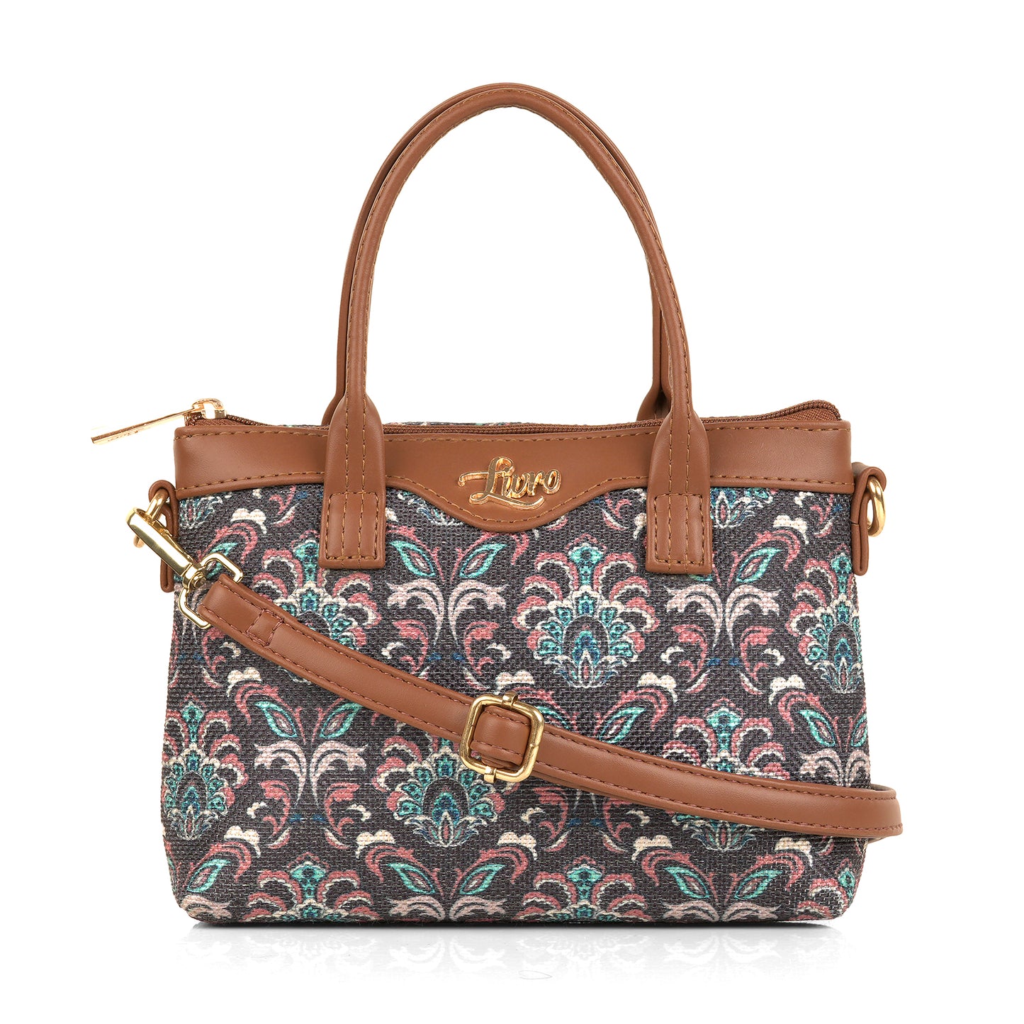 Lily Vegan Leather Motif Pink Brown Sling Bag