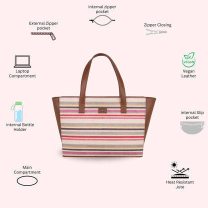 Strip Multicolour Tote Bag