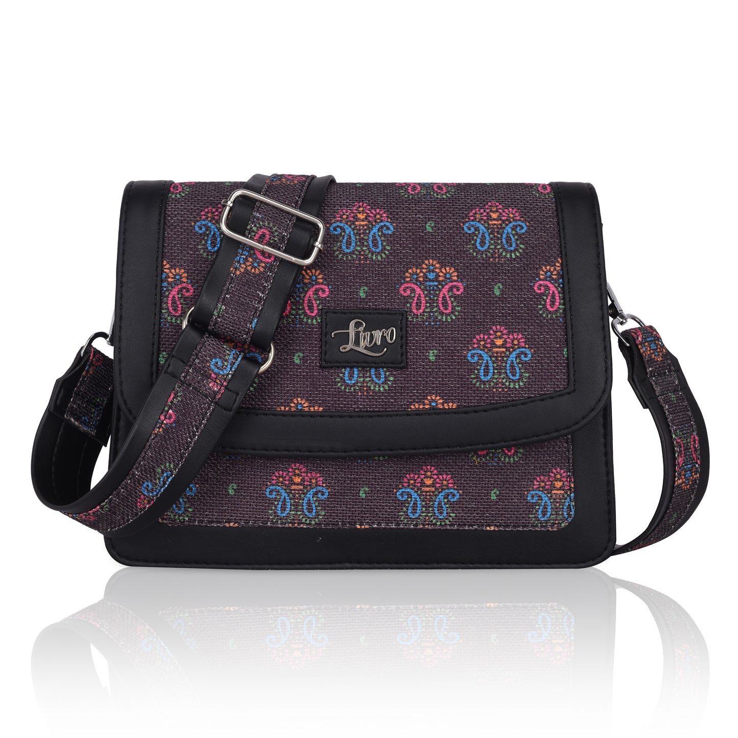 LIVRO Jute Printed Hand Crafted Vegan Leather styles Flap Sling Bag