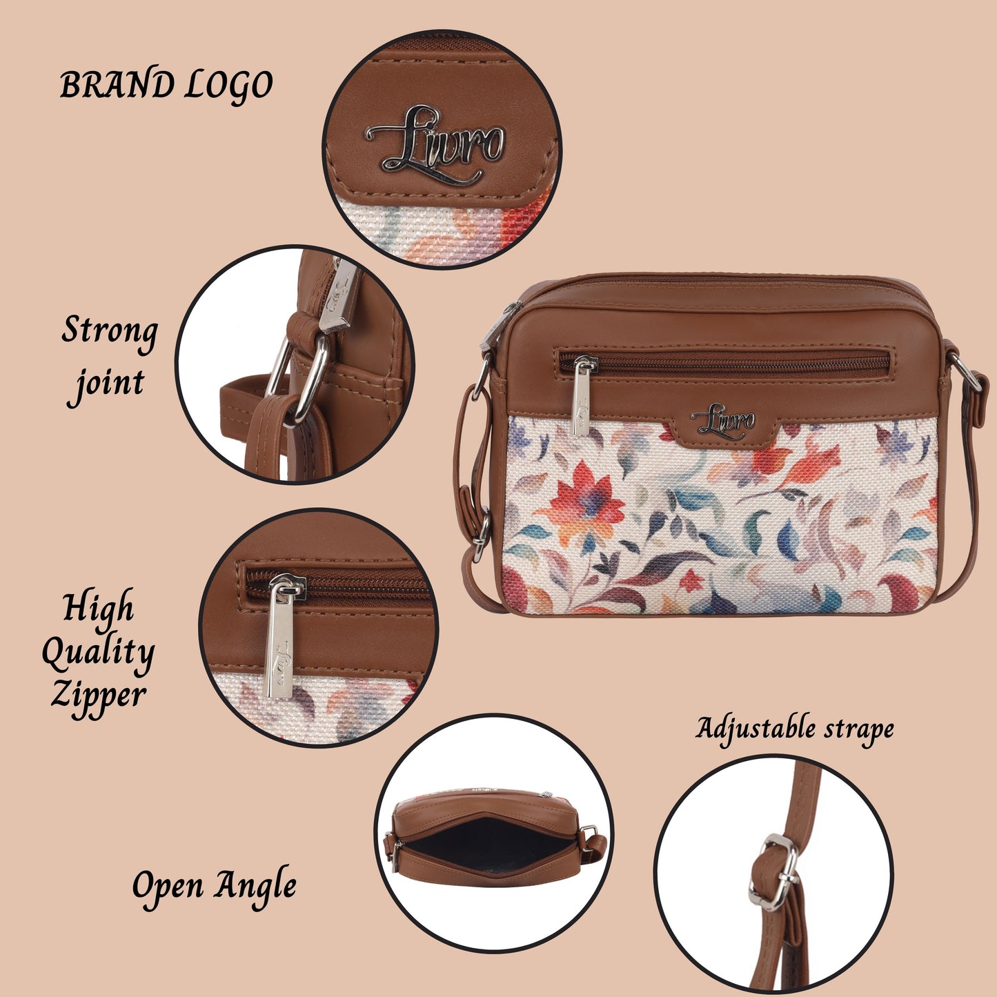 Sketchy Floral Beige Sling Bag