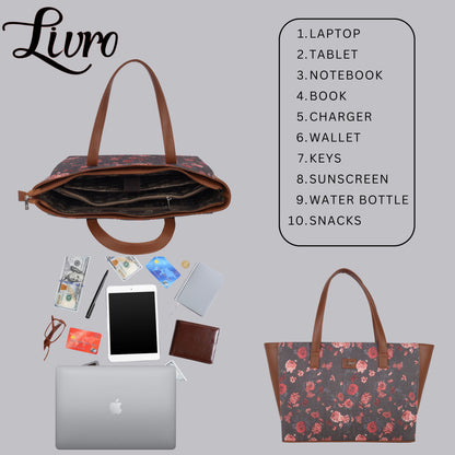 LIVRO Vegan Leather Women's Office Bag | Spacious 15 Inch Laptop Bag for Women | Perfect for Meetings, Travel, and Shopping | Stylish Laptop Tote for Women | Professional Chic Bag