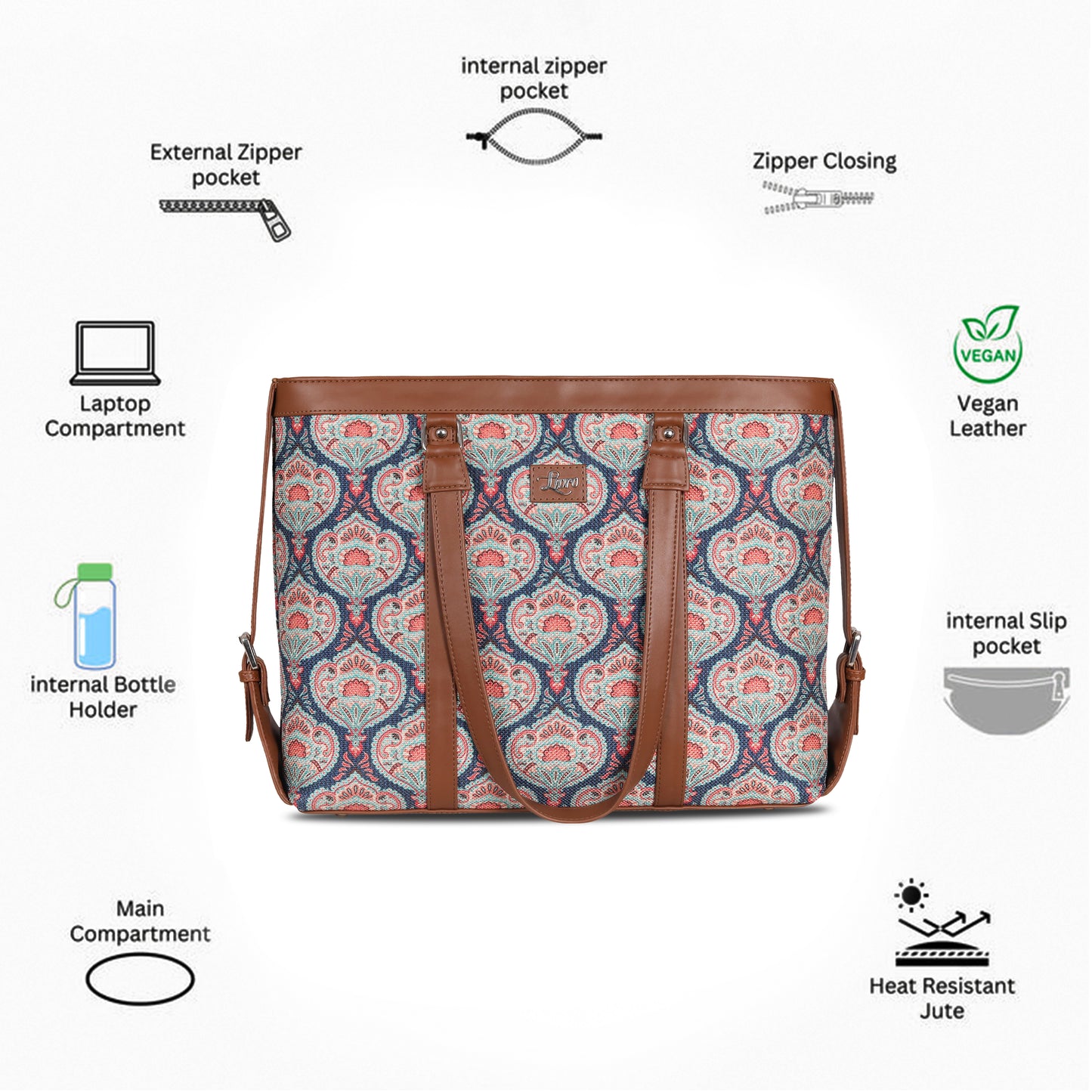 Vegan Leather Floral Flourish Office & Laptop Bag