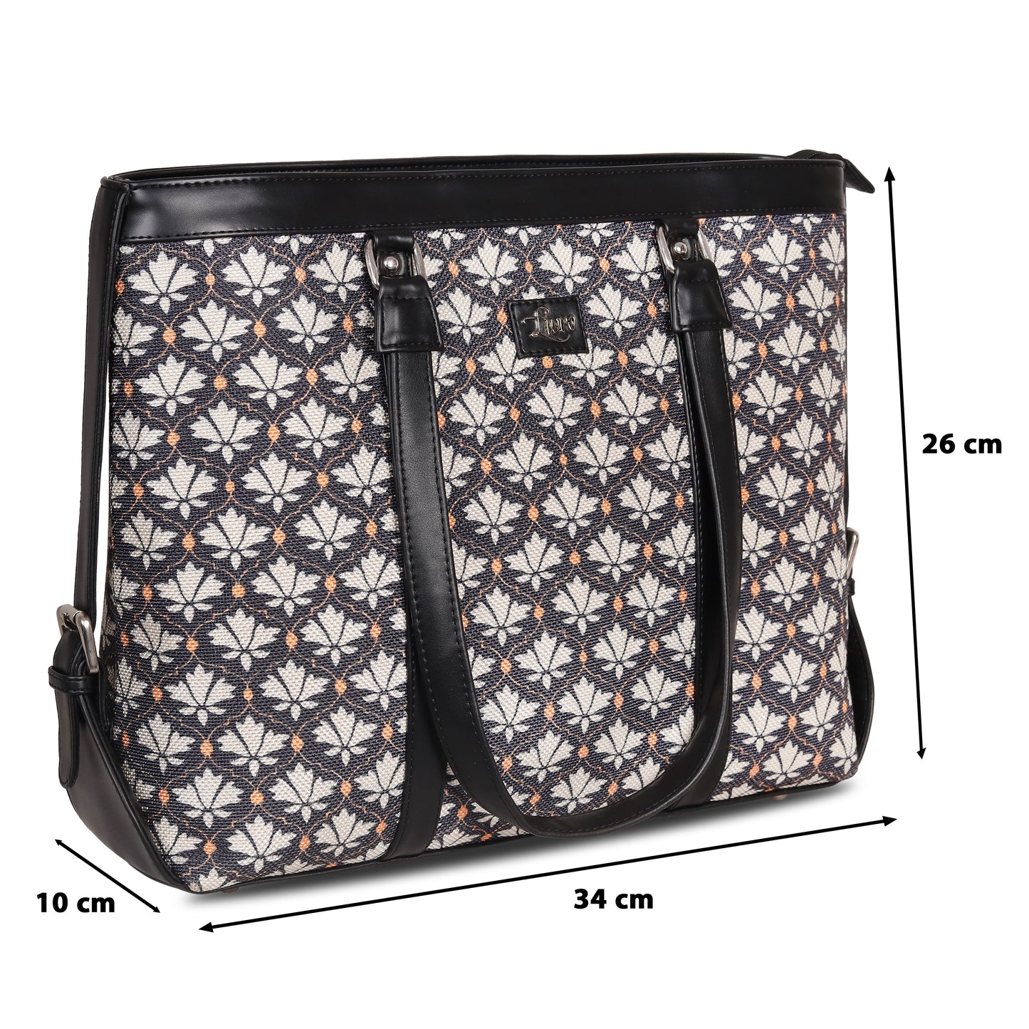 Vegan Leather Jute Printed Deco Floral Office & Laptop Bag