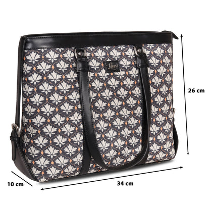 Vegan Leather Jute Printed Deco Floral Office & Laptop Bag