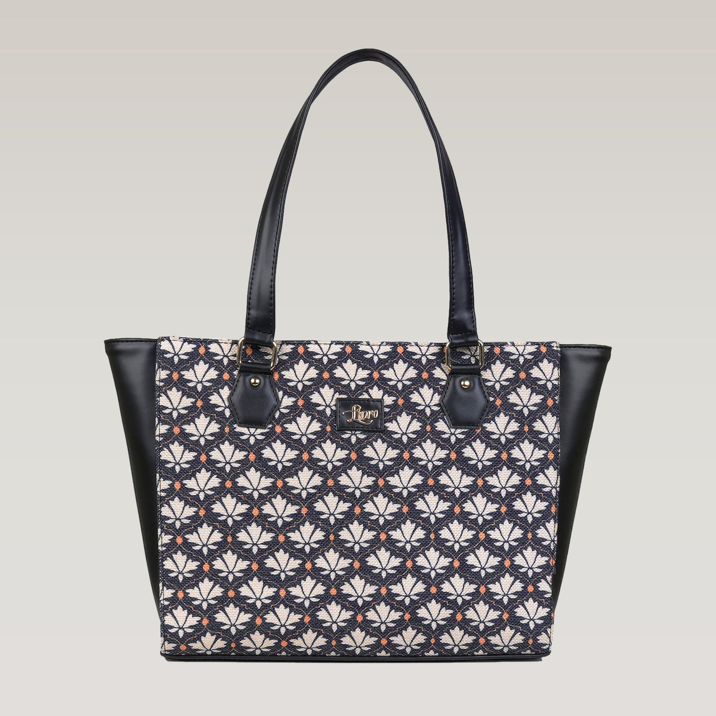 Vegan Leather Deco Floral Tote Laptop Bag For Women
